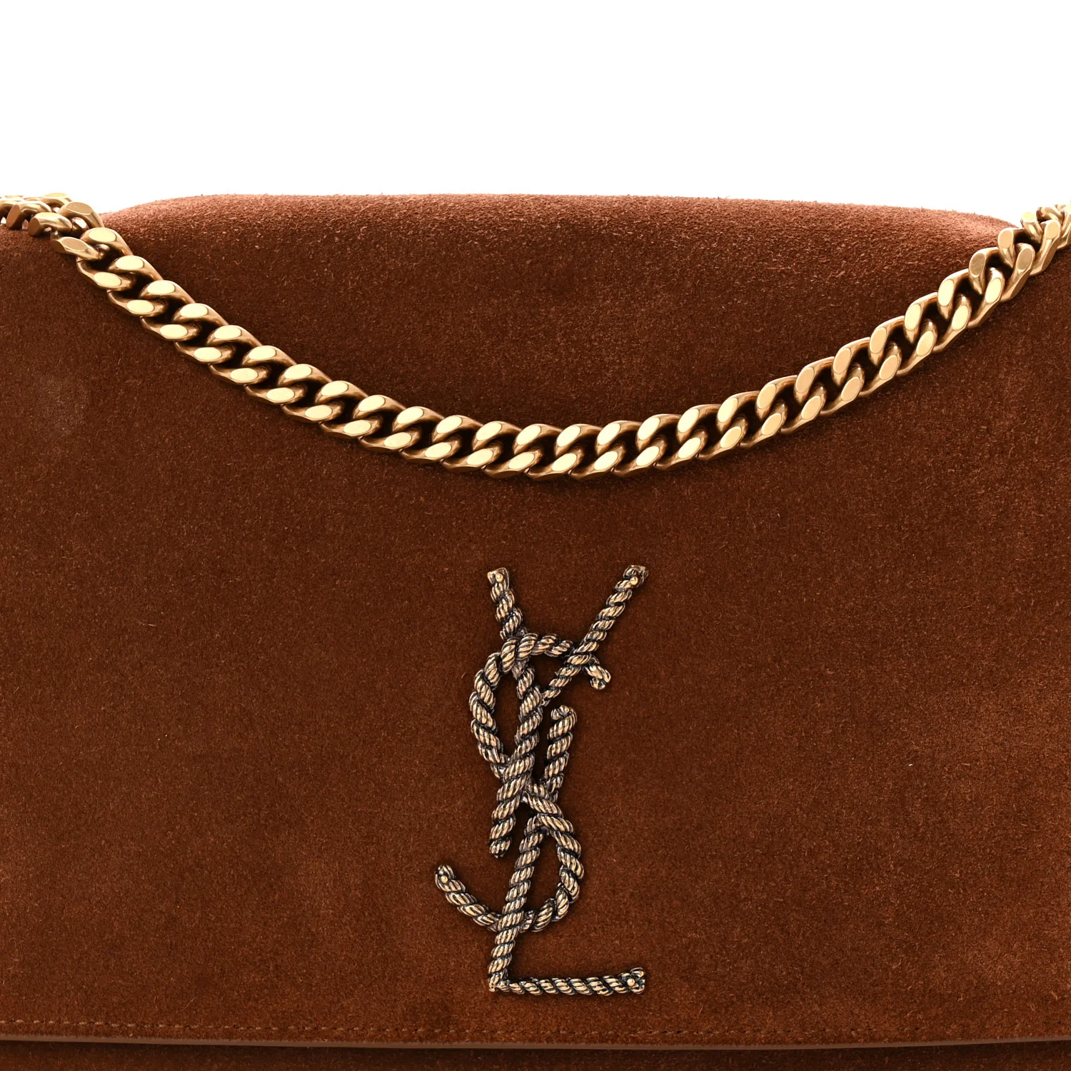 Suede Braided Monogram Large Kate Satchel Brown - Image 12
