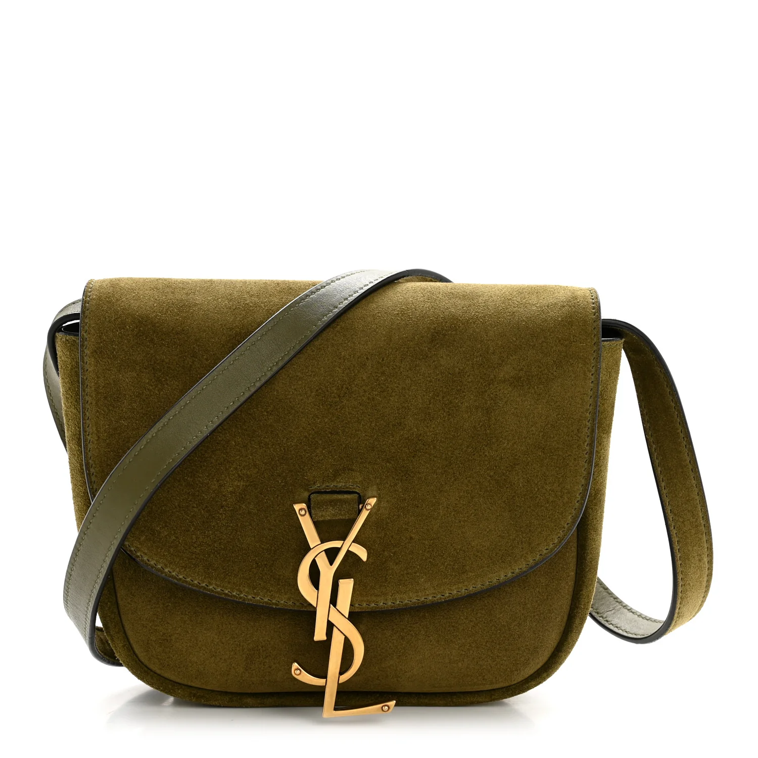 Suede Calfskin Monogram Small Kaia Satchel Olive Green