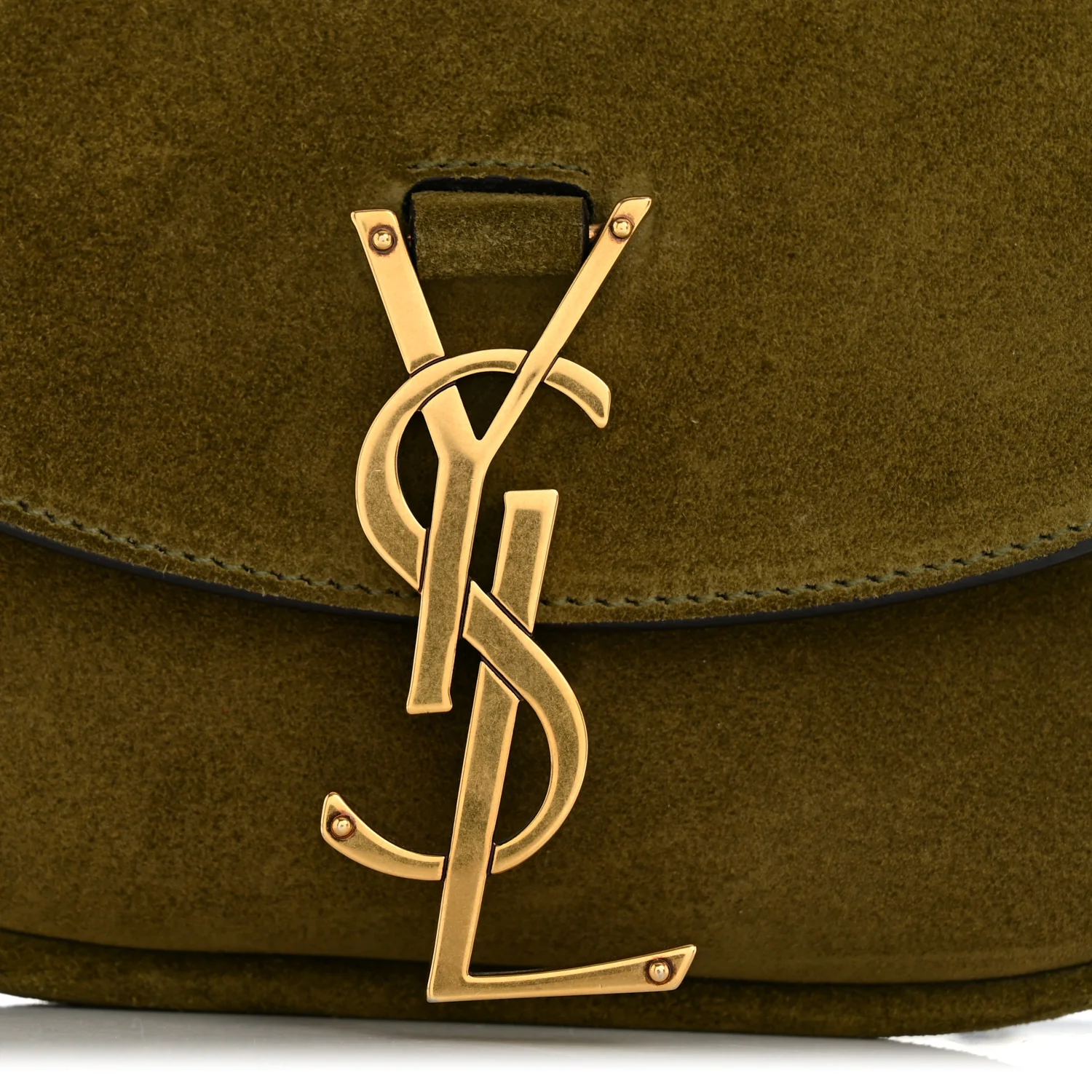 Suede Calfskin Monogram Small Kaia Satchel Olive Green - Image 12