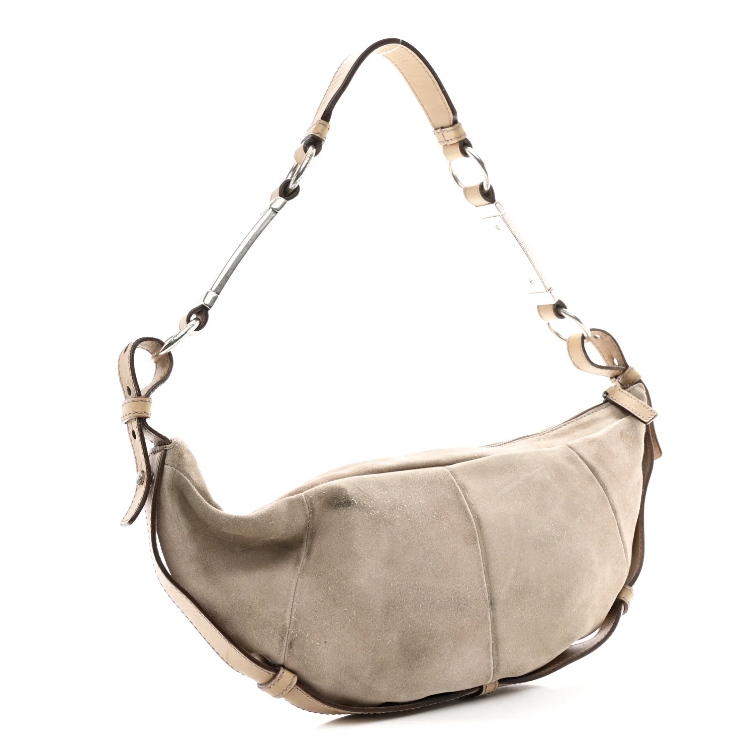 Suede Calfskin Small Hobo Beige - Image 3