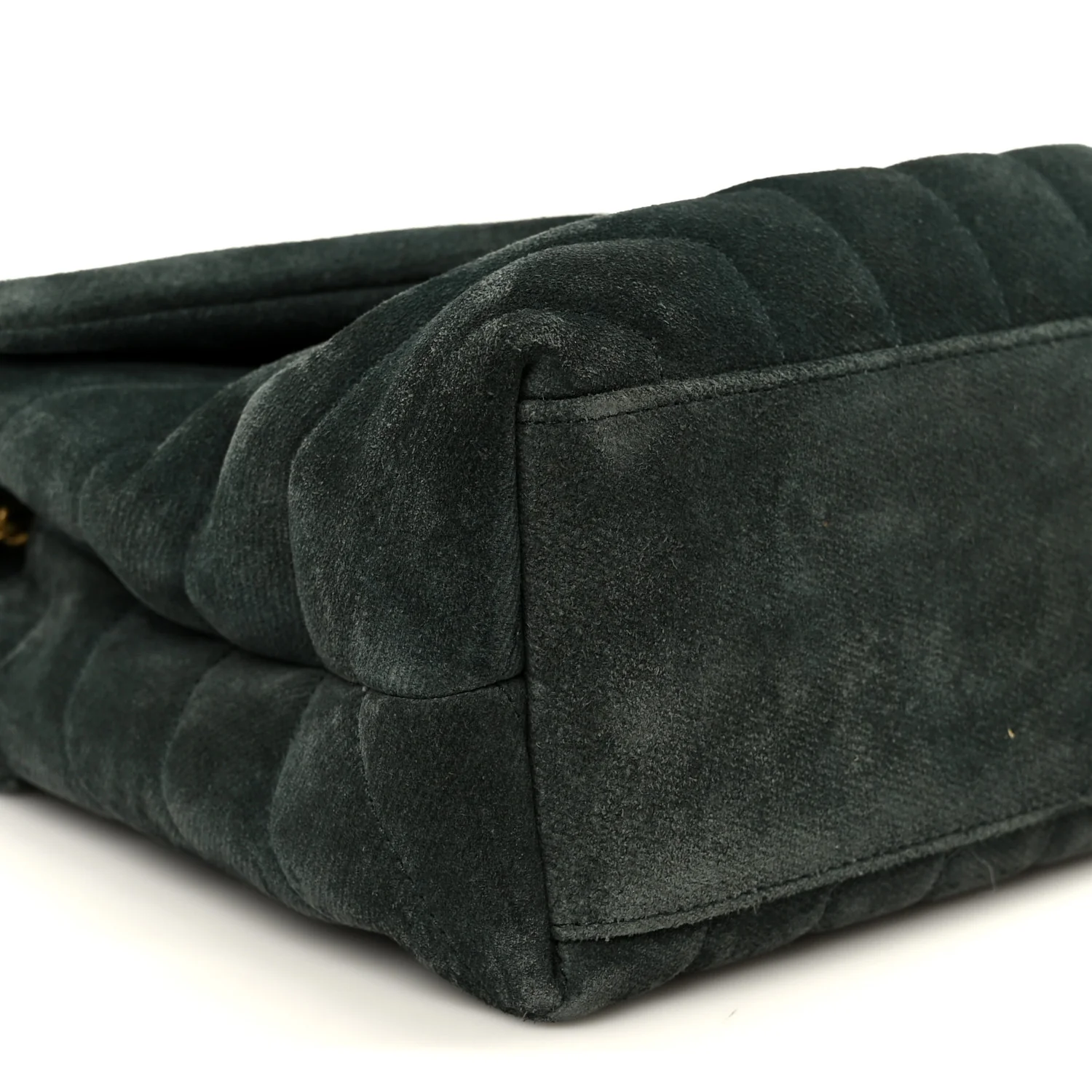 Suede Calfskin Y Quilted Monogram Small Loulou Chain Satchel Green - Image 10
