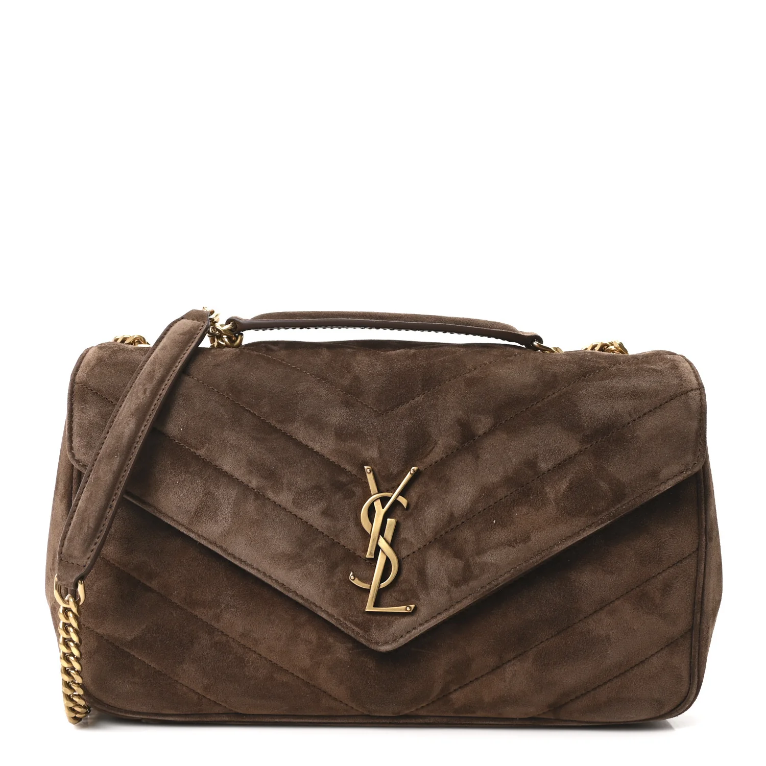Suede Chevron Quilted Medium LouLou Bark Brown