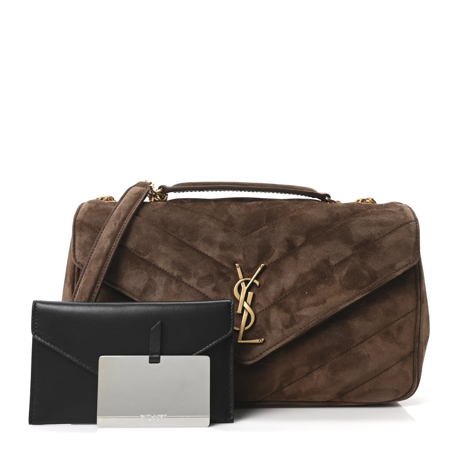 Suede Chevron Quilted Medium LouLou Bark Brown - Image 3