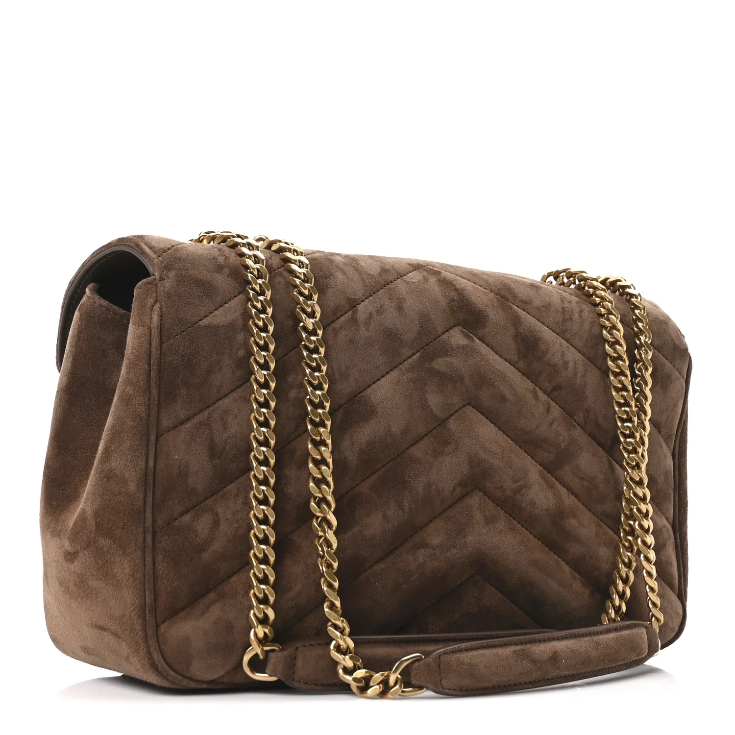 Suede Chevron Quilted Medium LouLou Bark Brown - Image 4