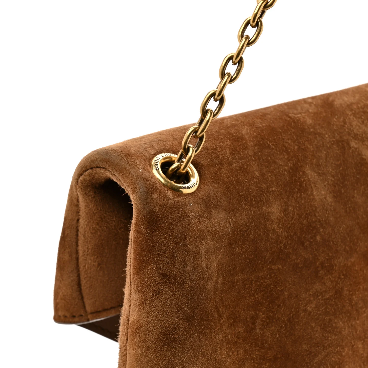Suede Large Cassandre Pouch On Chain Caramel Cognac - Image 11
