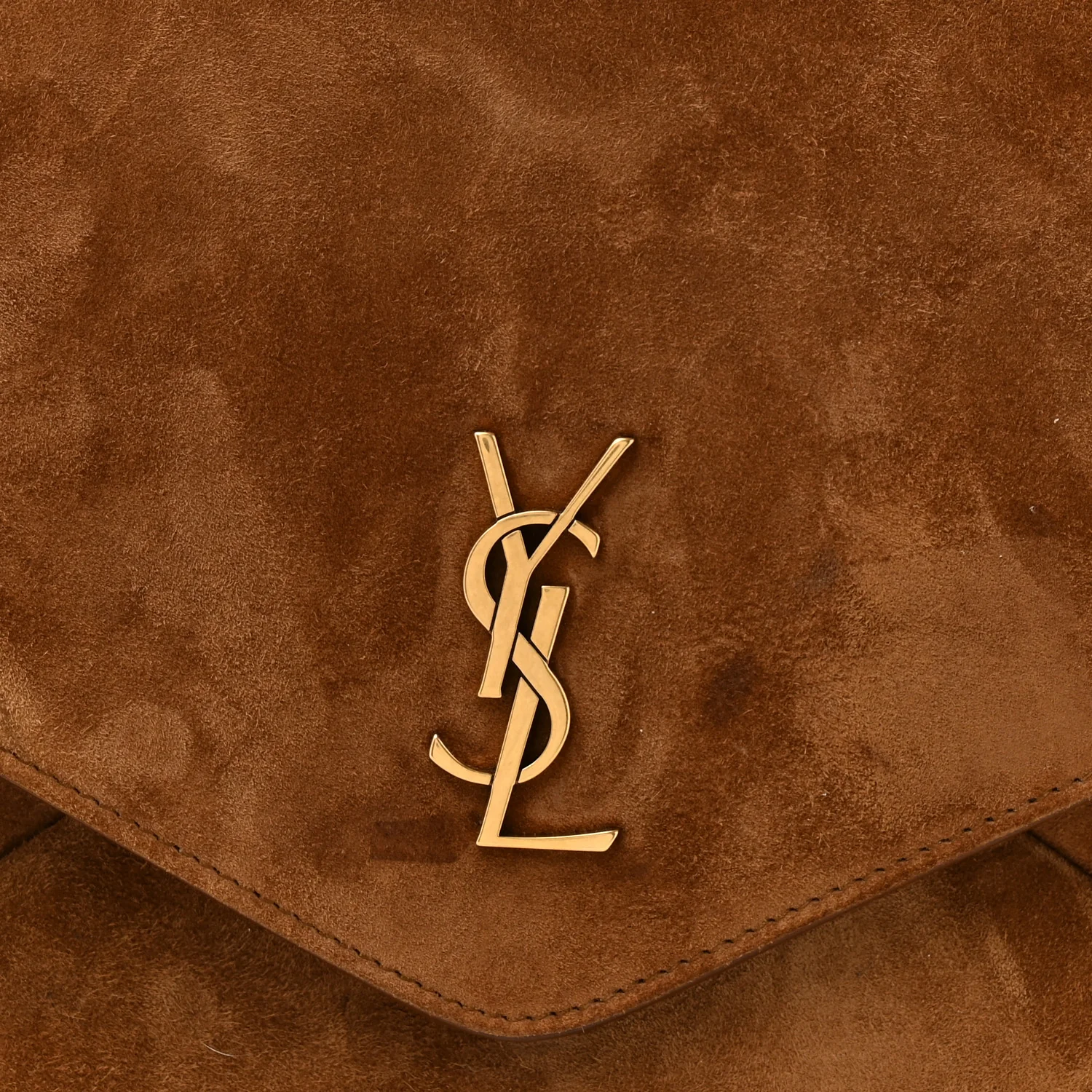Suede Large Cassandre Pouch On Chain Caramel Cognac - Image 8