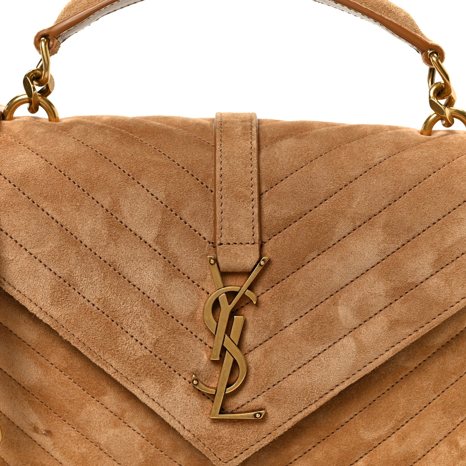 Suede Matelasse Chevron Monogram Medium College Bag Cinnamon - Image 9