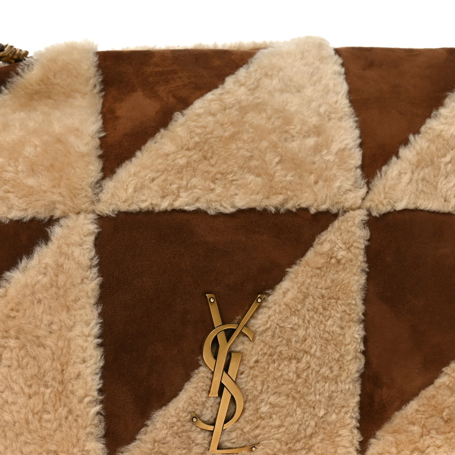 Suede Shearling Patchwork Monogram Giant Jamie Brown Beige - Image 15