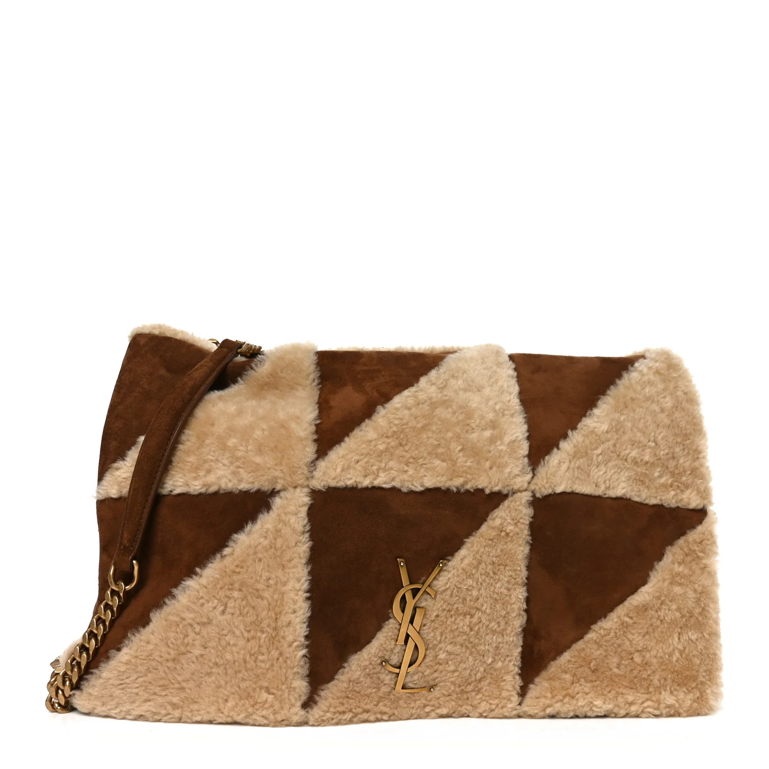 Suede Shearling Patchwork Monogram Giant Jamie Brown Beige - Image 2