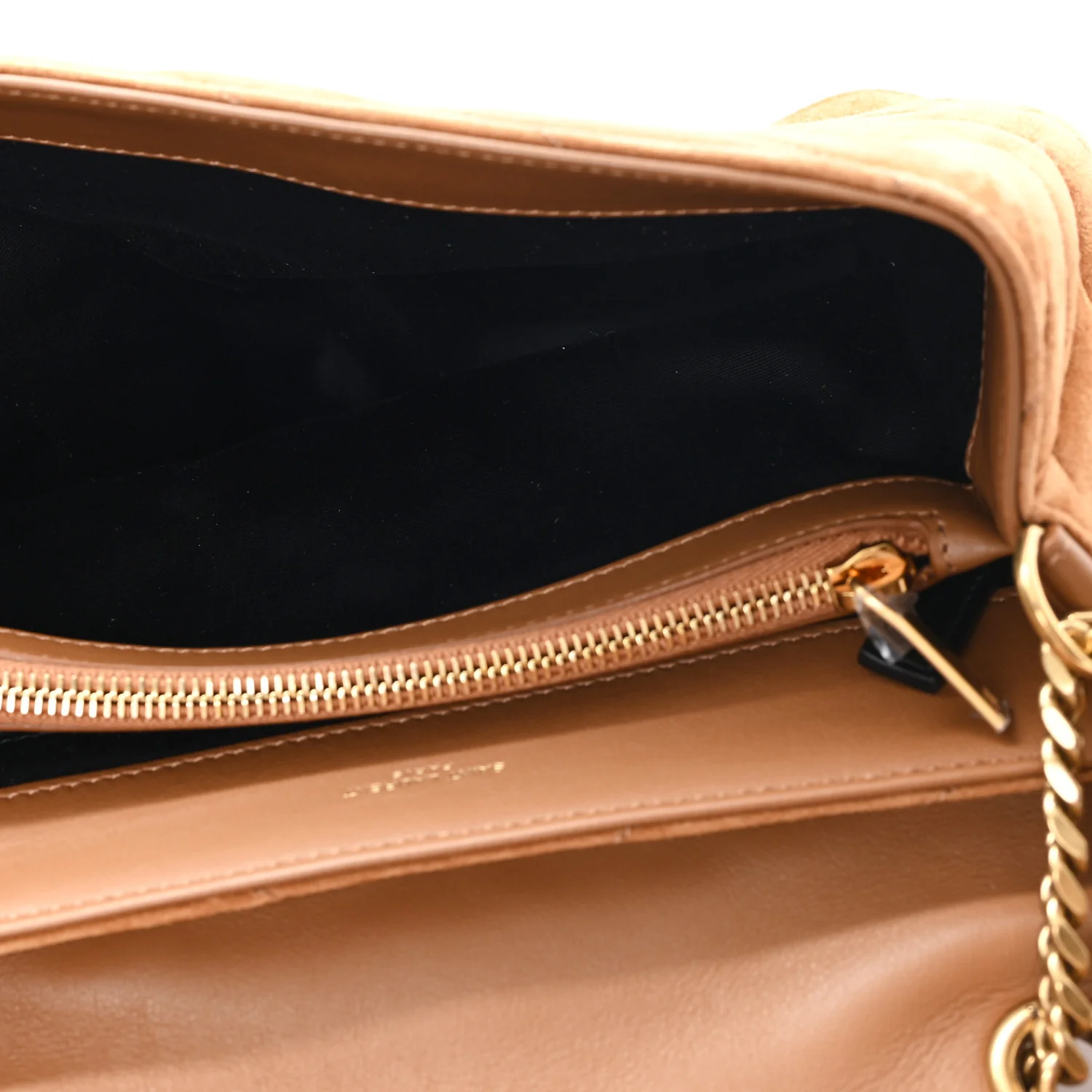 Suede Y Quilted Monogram Medium Loulou Chain Satchel Cinnamon - Image 5