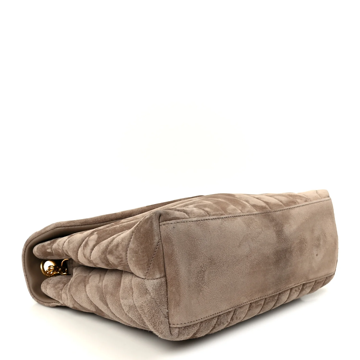 Suede Y Quilted Monogram Medium Loulou Chain Satchel Taupe - Image 4