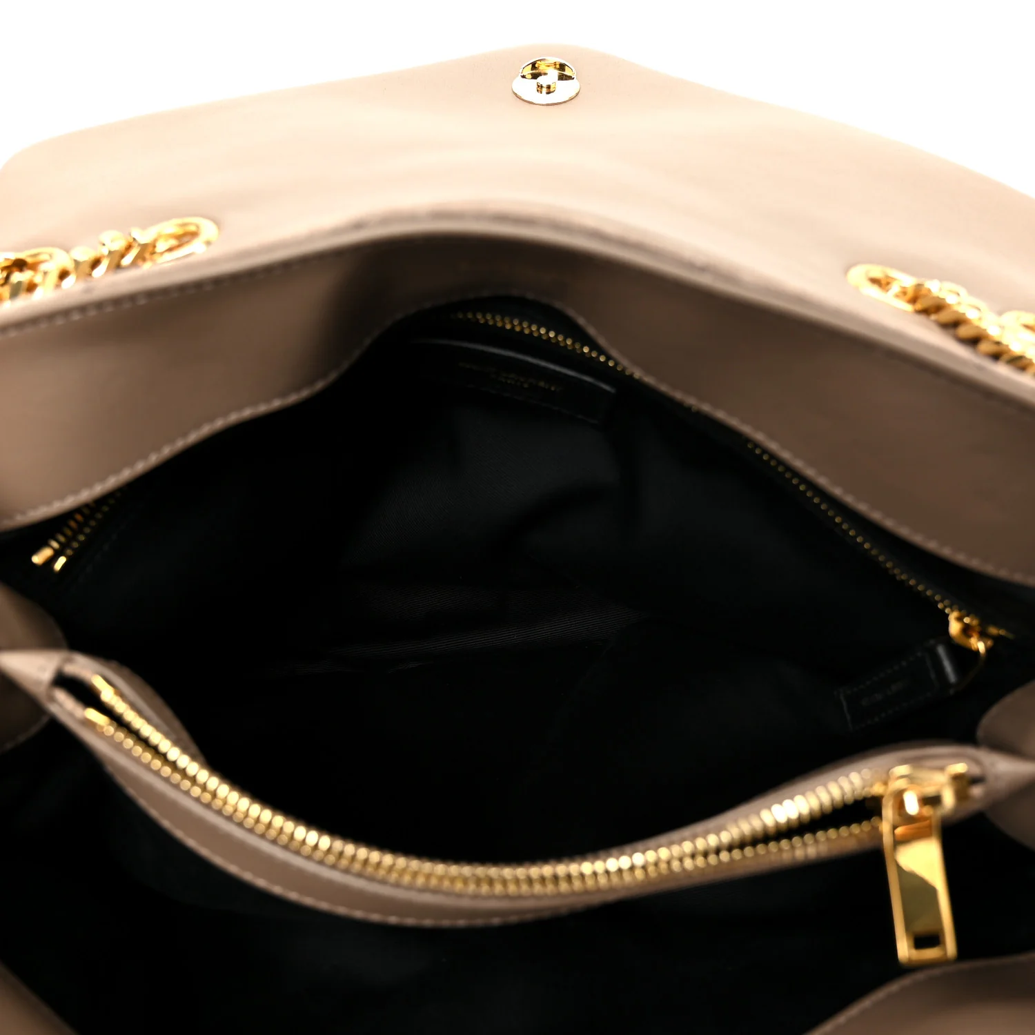 Suede Y Quilted Monogram Medium Loulou Chain Satchel Taupe - Image 6