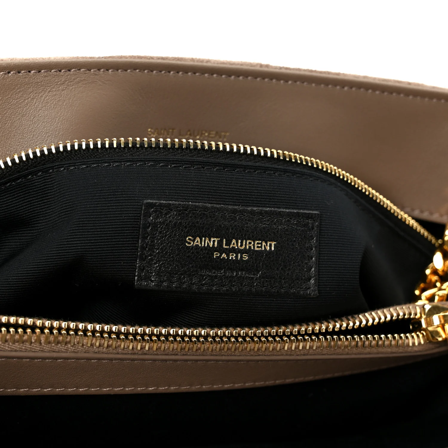 Suede Y Quilted Monogram Medium Loulou Chain Satchel Taupe - Image 8
