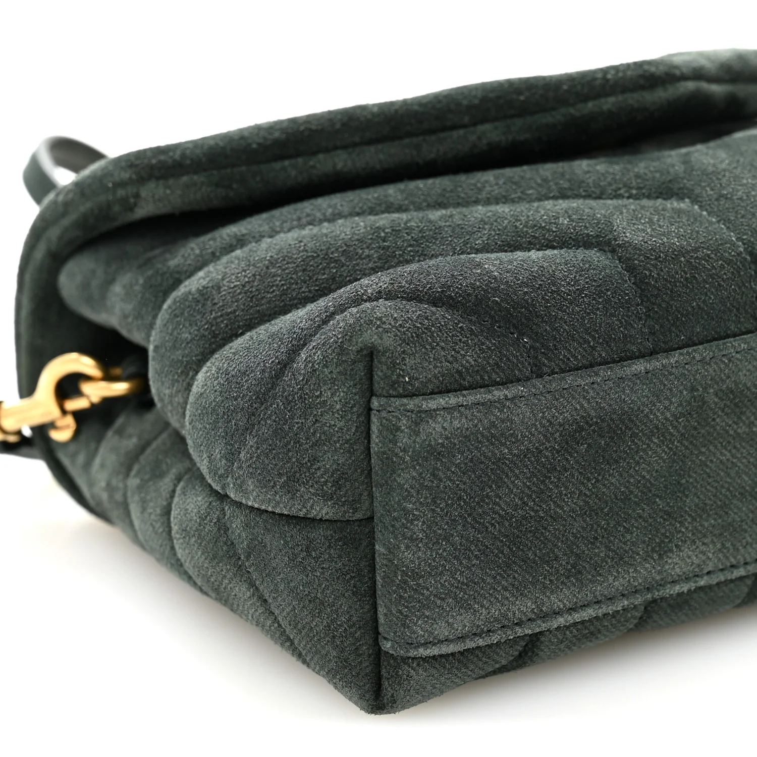 Suede Y Quilted Monogram Toy Loulou Crossbody Bag Dark Forest - Image 10