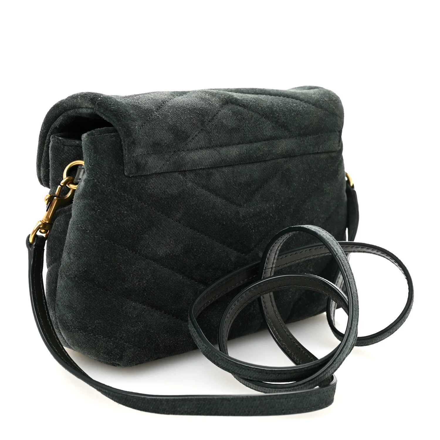 Suede Y Quilted Monogram Toy Loulou Crossbody Bag Dark Forest - Image 3