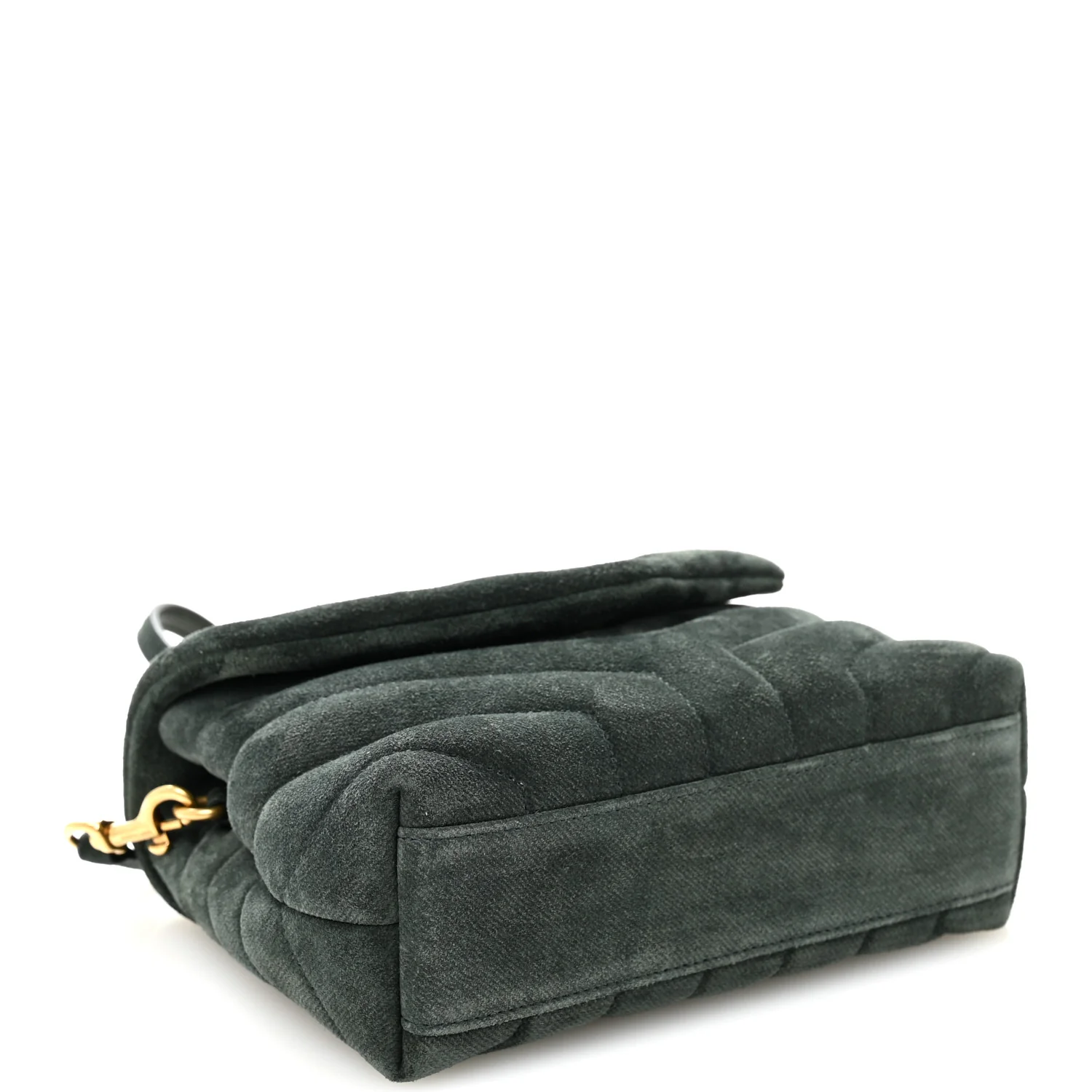 Suede Y Quilted Monogram Toy Loulou Crossbody Bag Dark Forest - Image 4