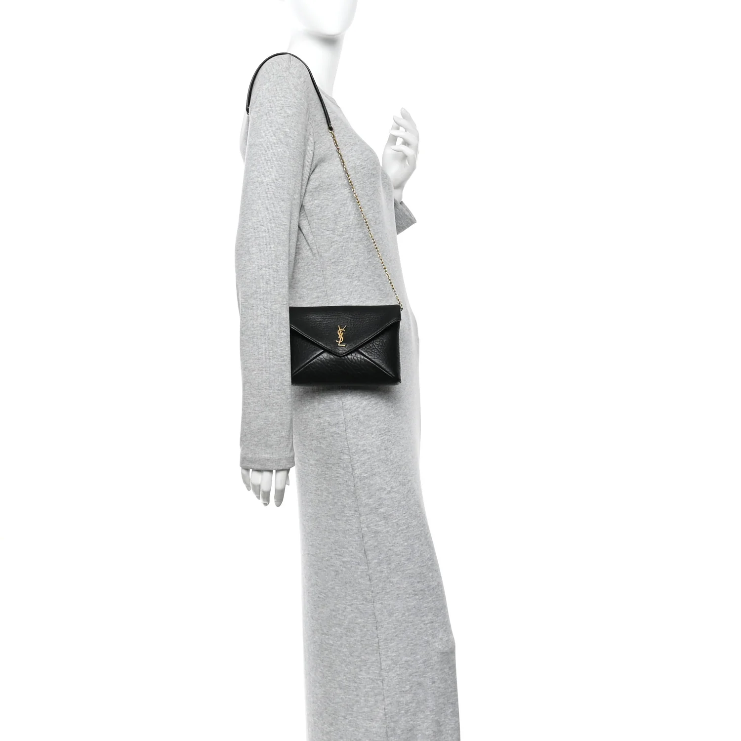 Supple Lambskin Small Cassandre Chain Pouch Black - Image 2