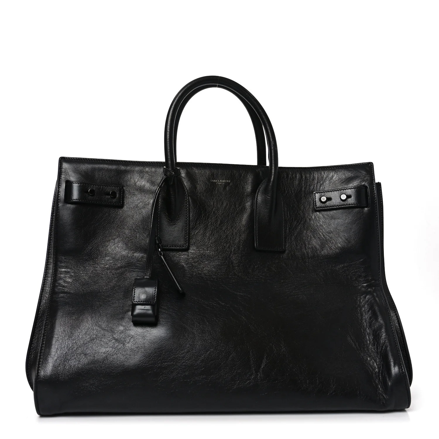 Textured Patent Large Souple Sac De Jour Black