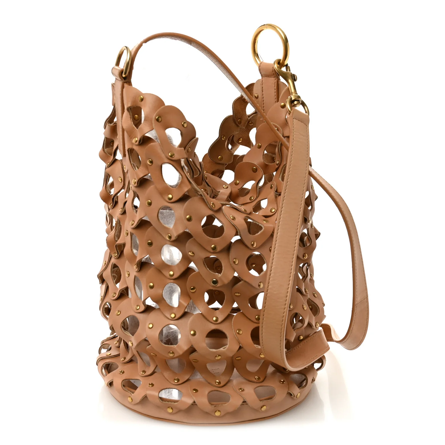 Vegetable Tanned Calfskin Studded Seau Coeur Bucket Bag Vintage Brown - Image 3