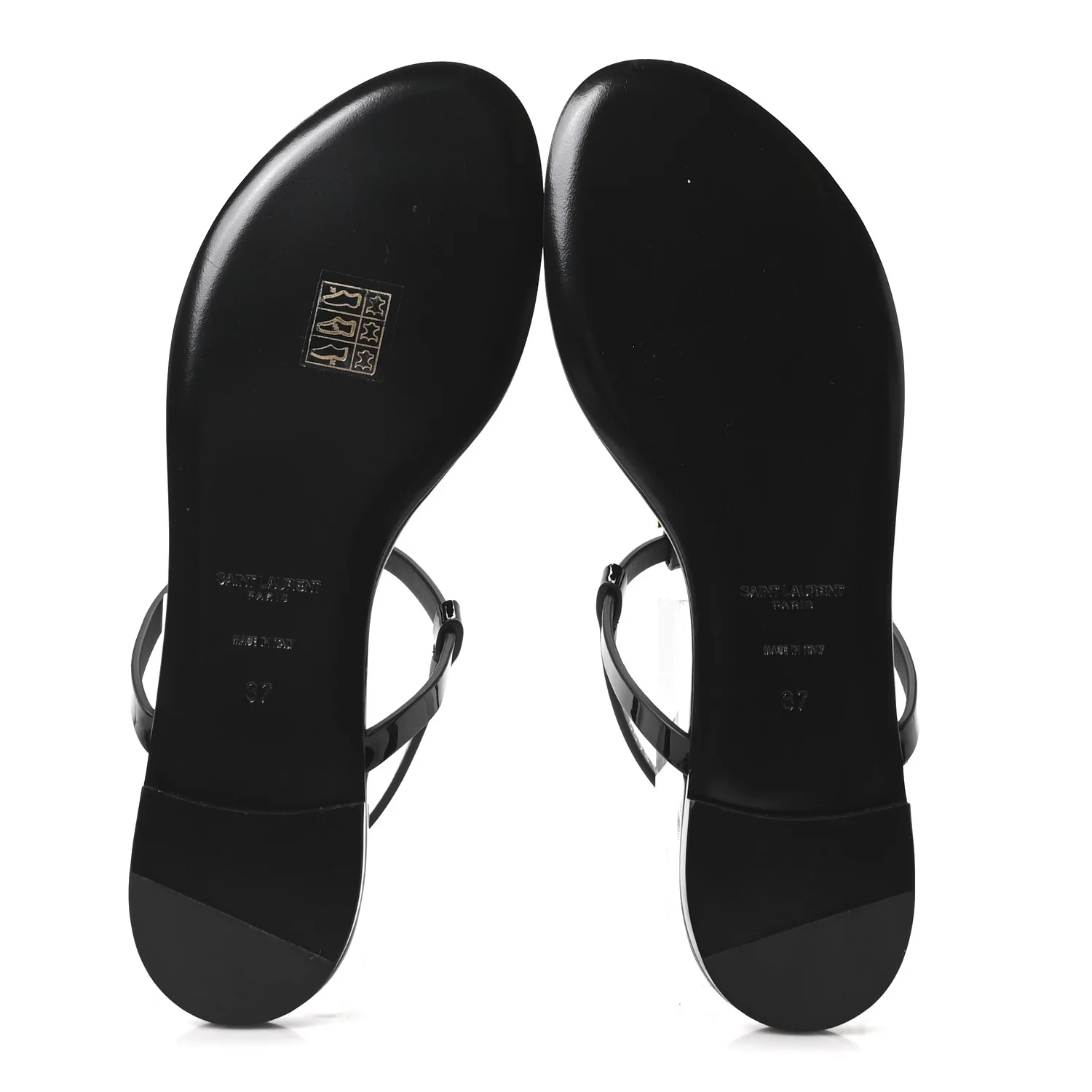 Vitello Vernice Soft Cassandra 05 Monogram Flat Sandals 37 Oro Antico Black - Image 6