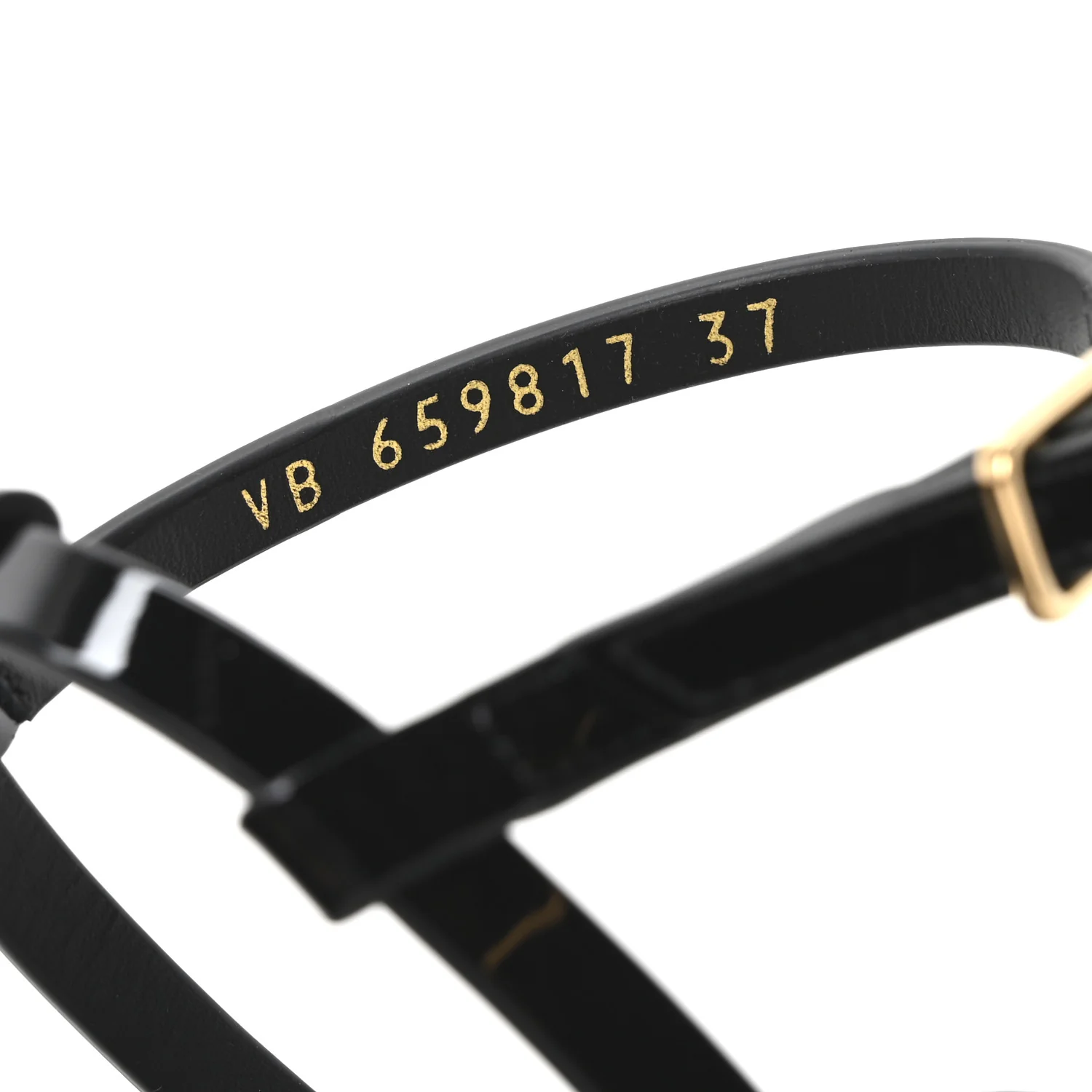 Vitello Vernice Soft Cassandra 05 Monogram Flat Sandals 37 Oro Antico Black - Image 9