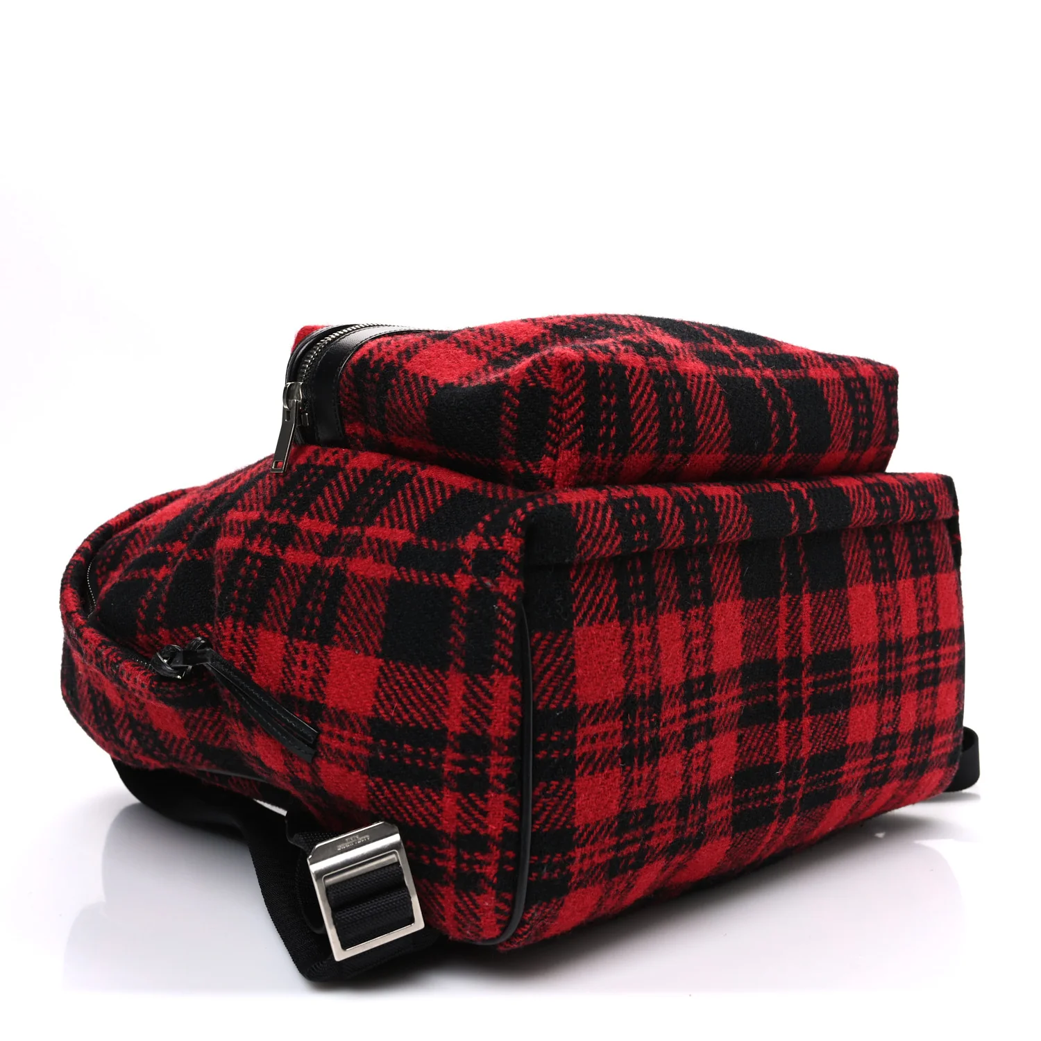 Wool Tartan City Backpack Red Black - Image 4