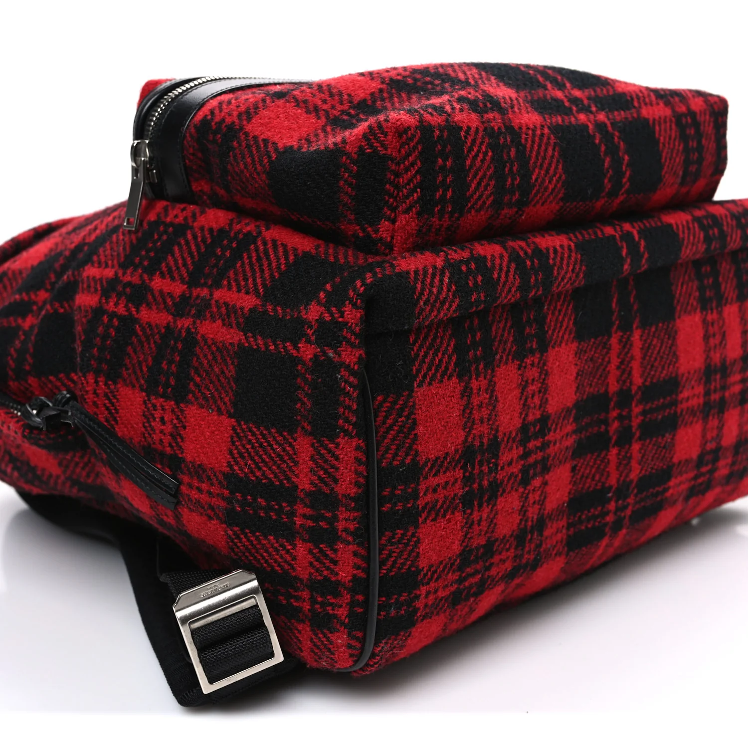Wool Tartan City Backpack Red Black - Image 9