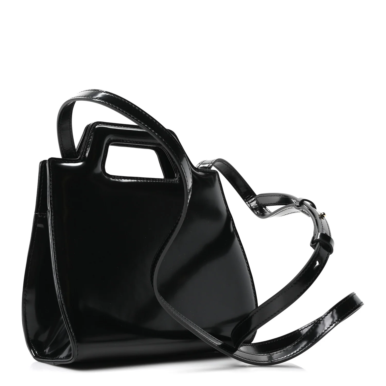 Brushed Calfskin Mini Wanda Top Handle Bag Black - Image 5