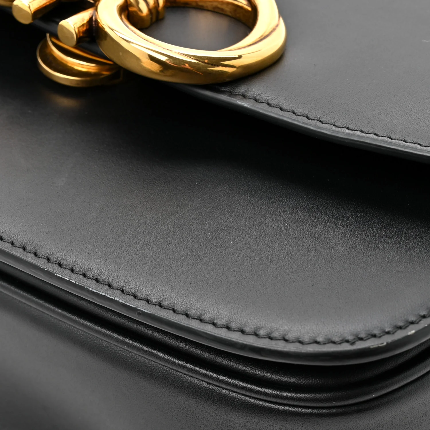 Calfskin Gancini Shoulder Bag Black - Image 14