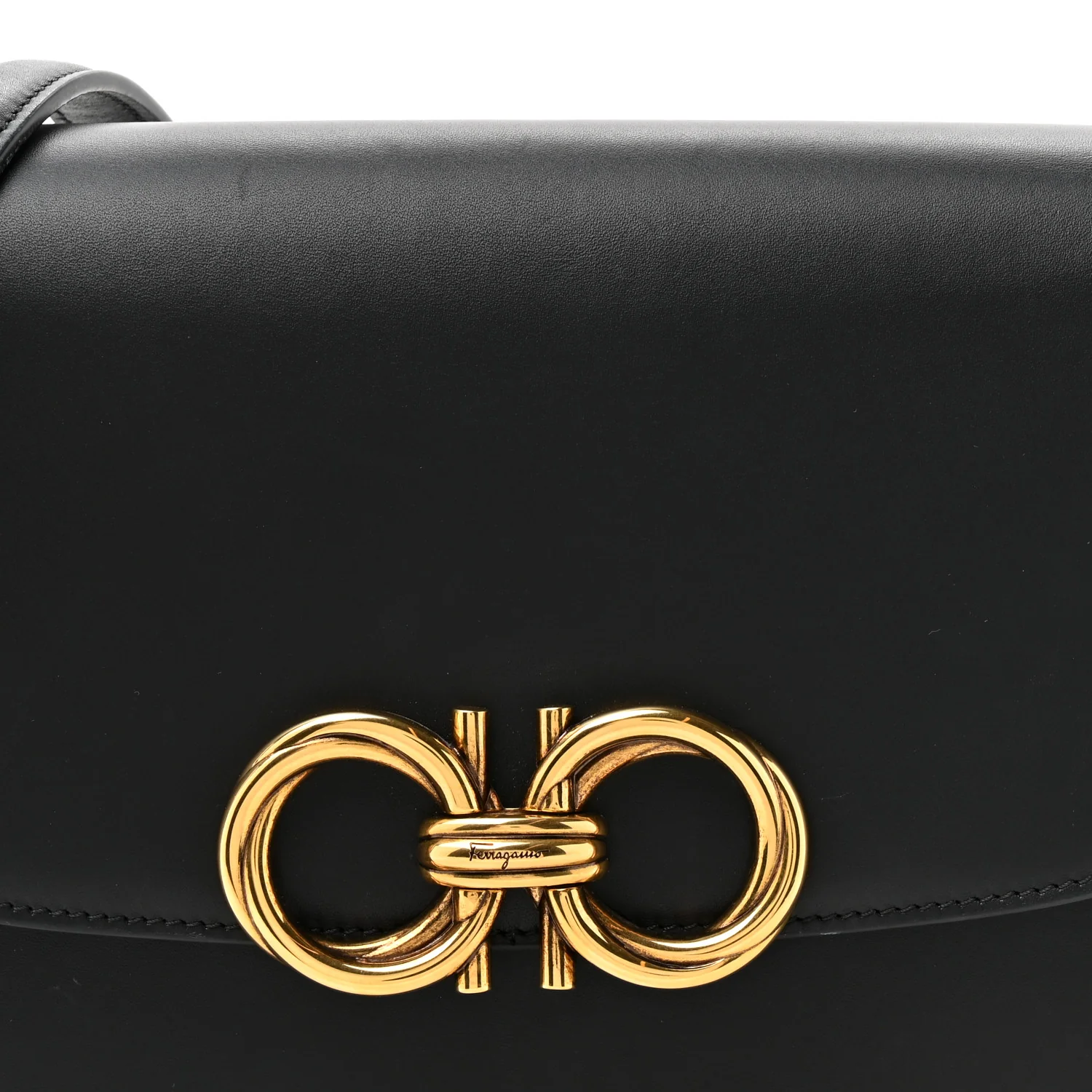Calfskin Gancini Shoulder Bag Black - Image 7