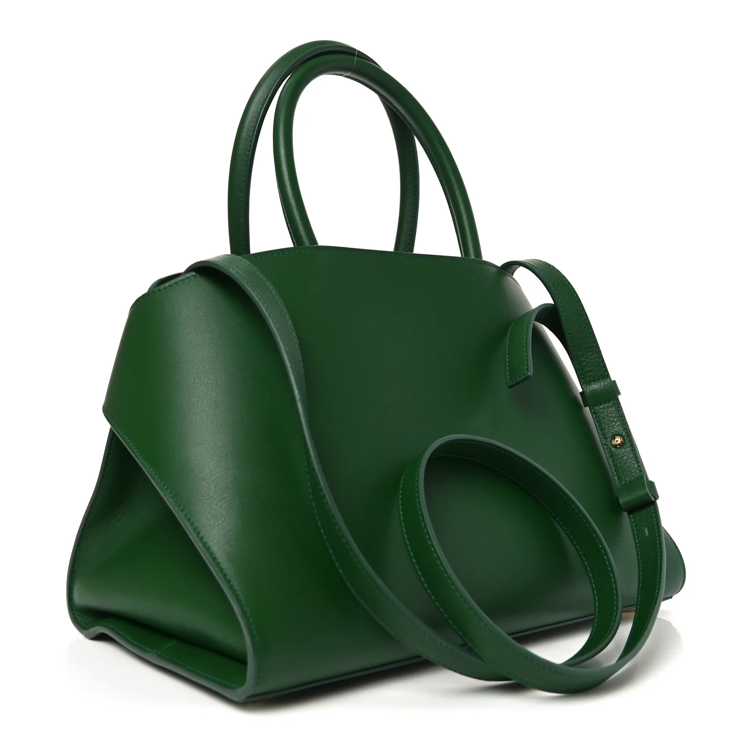 Calfskin Medium Hug Soft Shoulder Bag Forest Green - Image 3