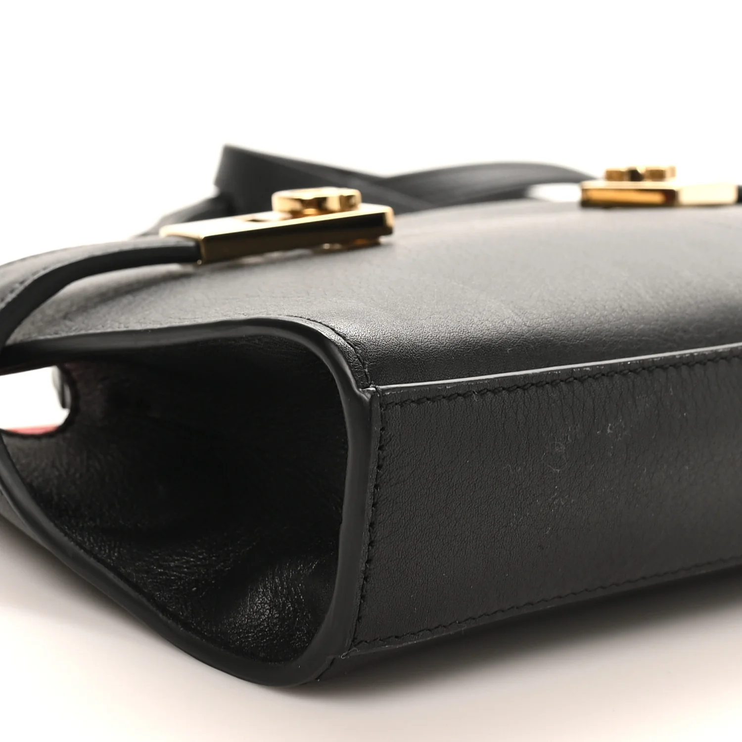 Calfskin Mini Hug Crossbody Bag Black Flame Red - Image 8