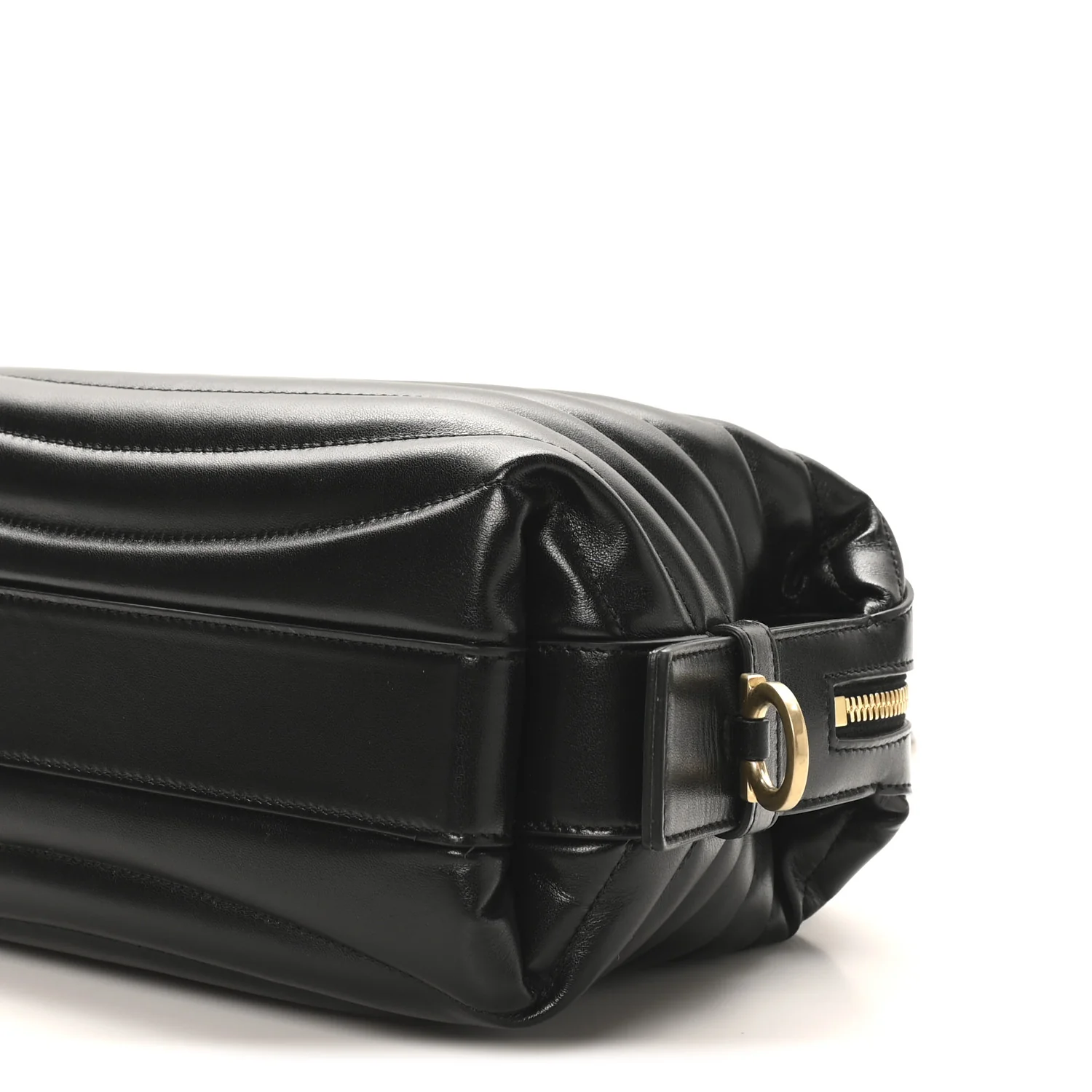 Calfskin Quilted Bowling Top Handle Shoulder Bag Black - Image 8