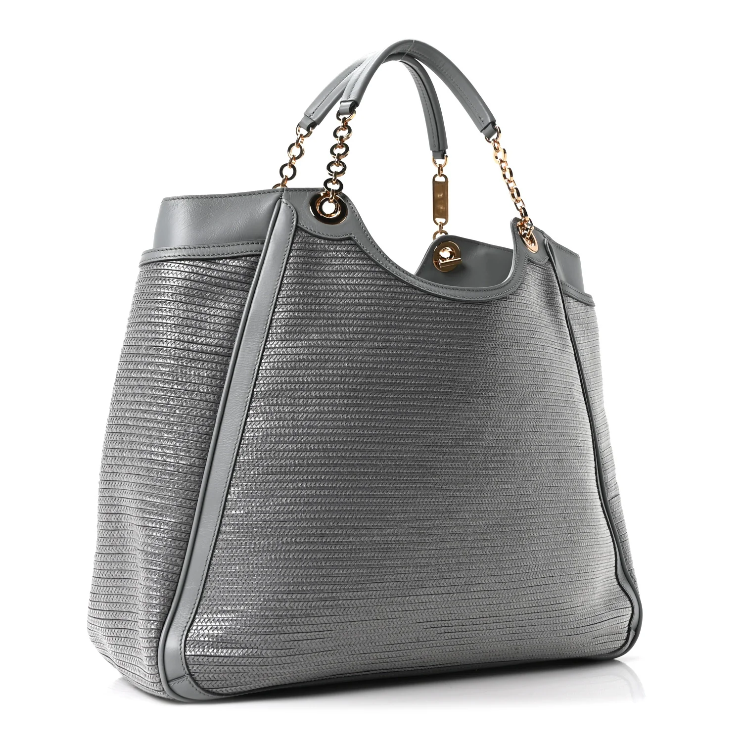 Calfskin Raffia Betulla Tote Grey - Image 4