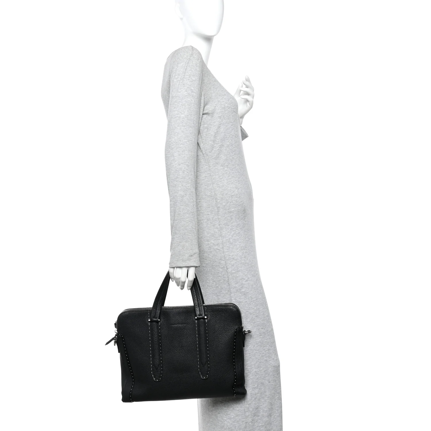 Calfskin Studded Firenze Briefcase Black - Image 2