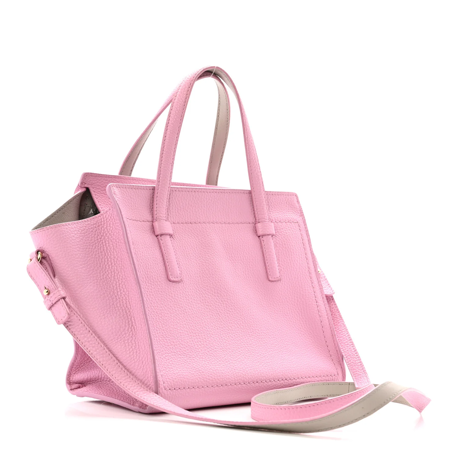 Grained Calfskin Double Handle Small Amy Tote Pink - Image 3