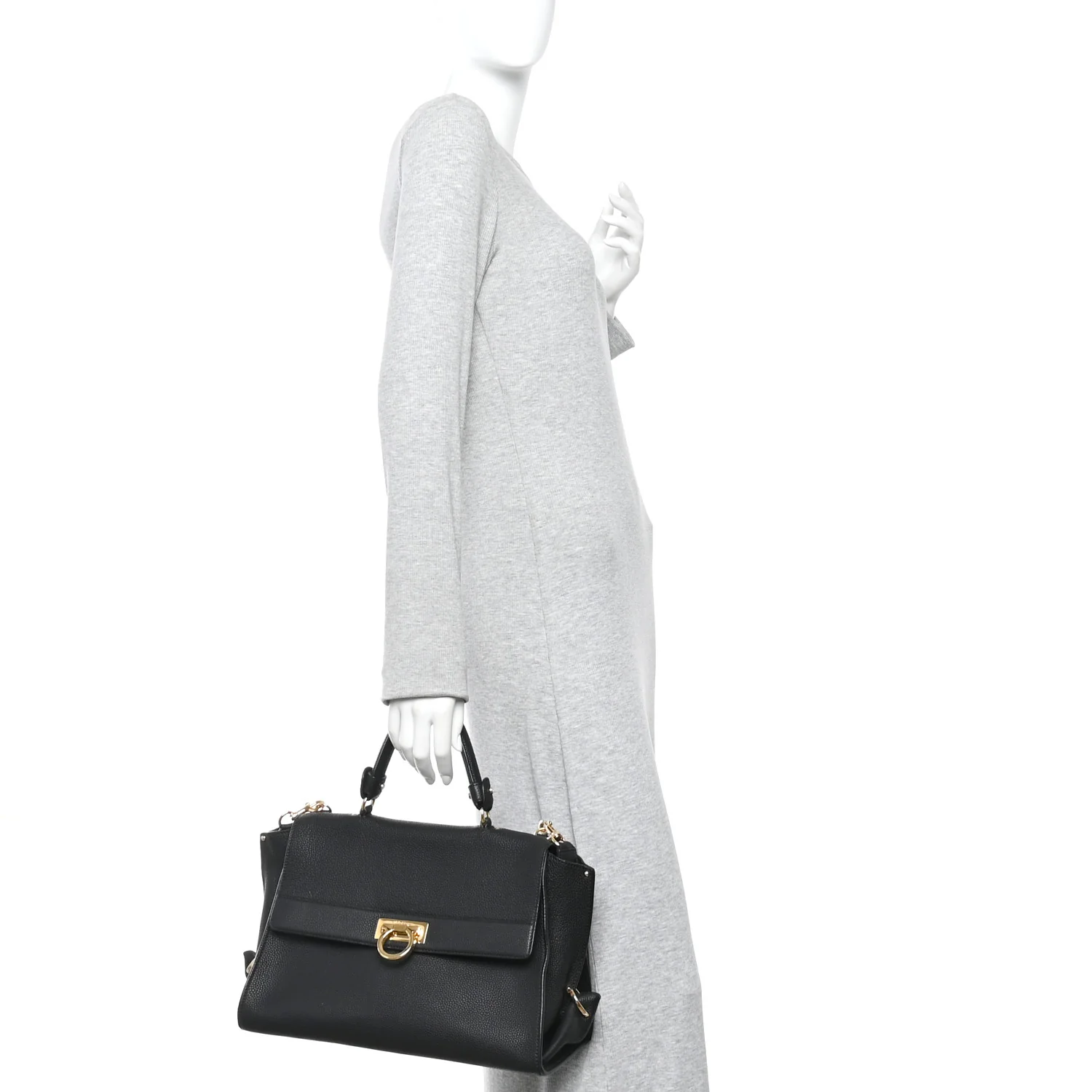 Grained Calfskin Medium Sofia Satchel Black - Image 2