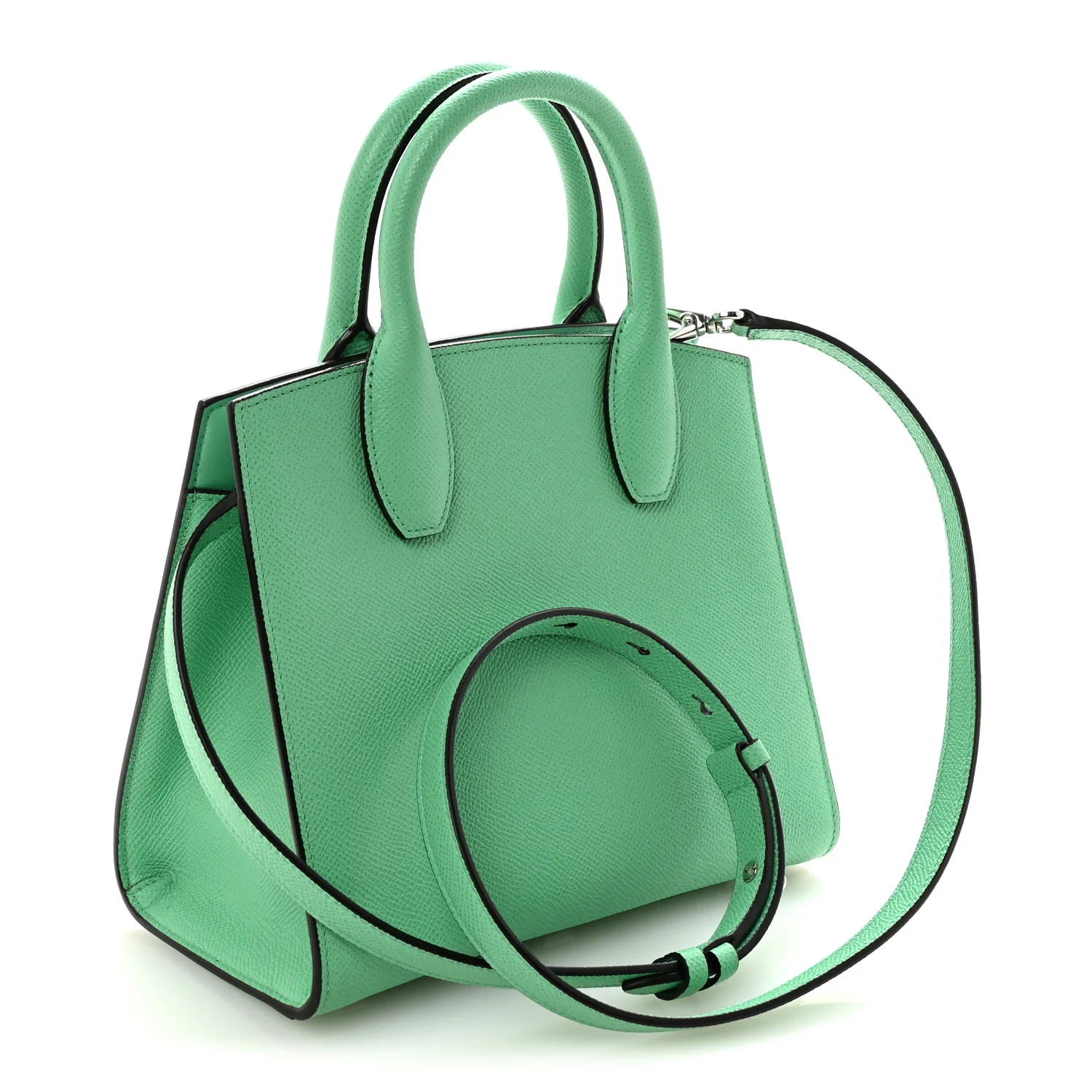 Hammered Calfskin Small The Studio Box Bag Fresh Mint - Image 3