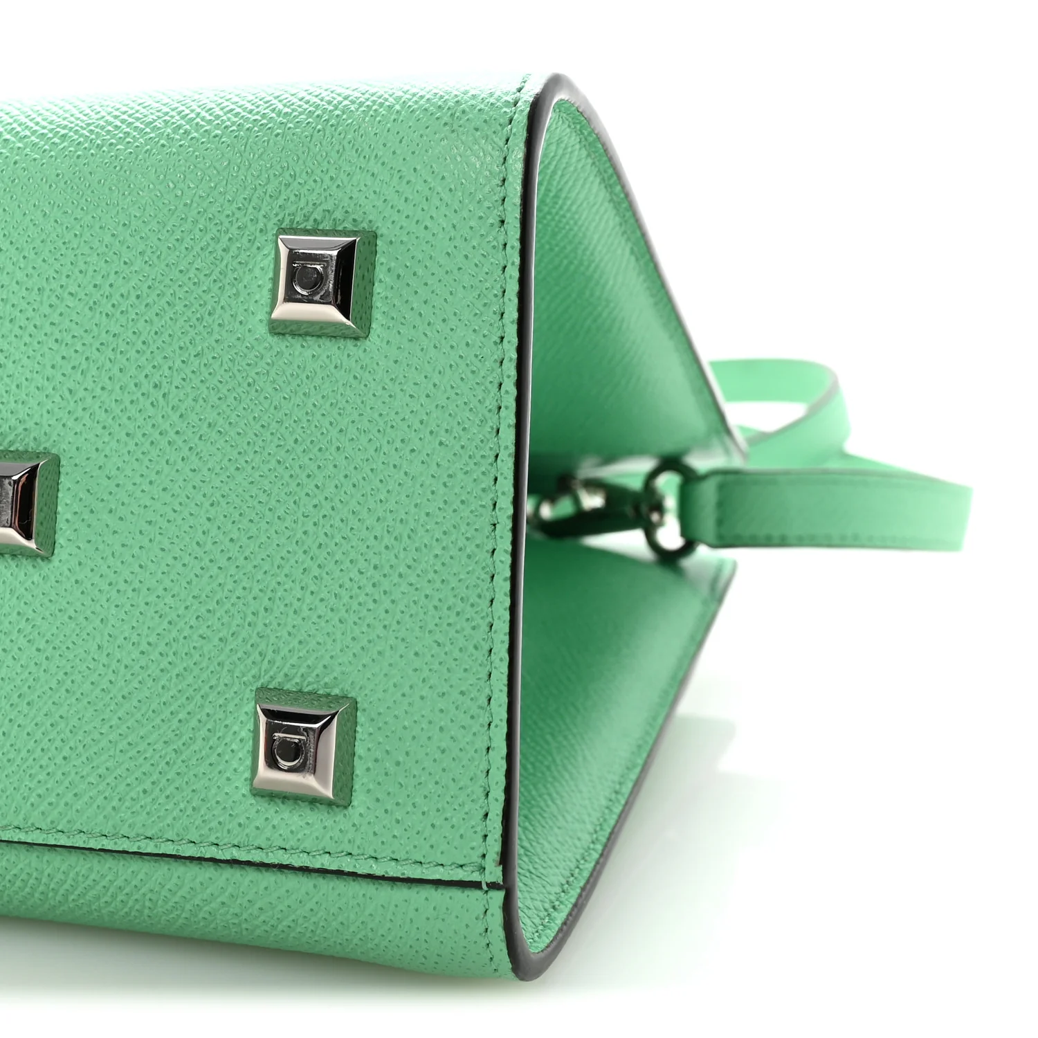 Hammered Calfskin Small The Studio Box Bag Fresh Mint - Image 9