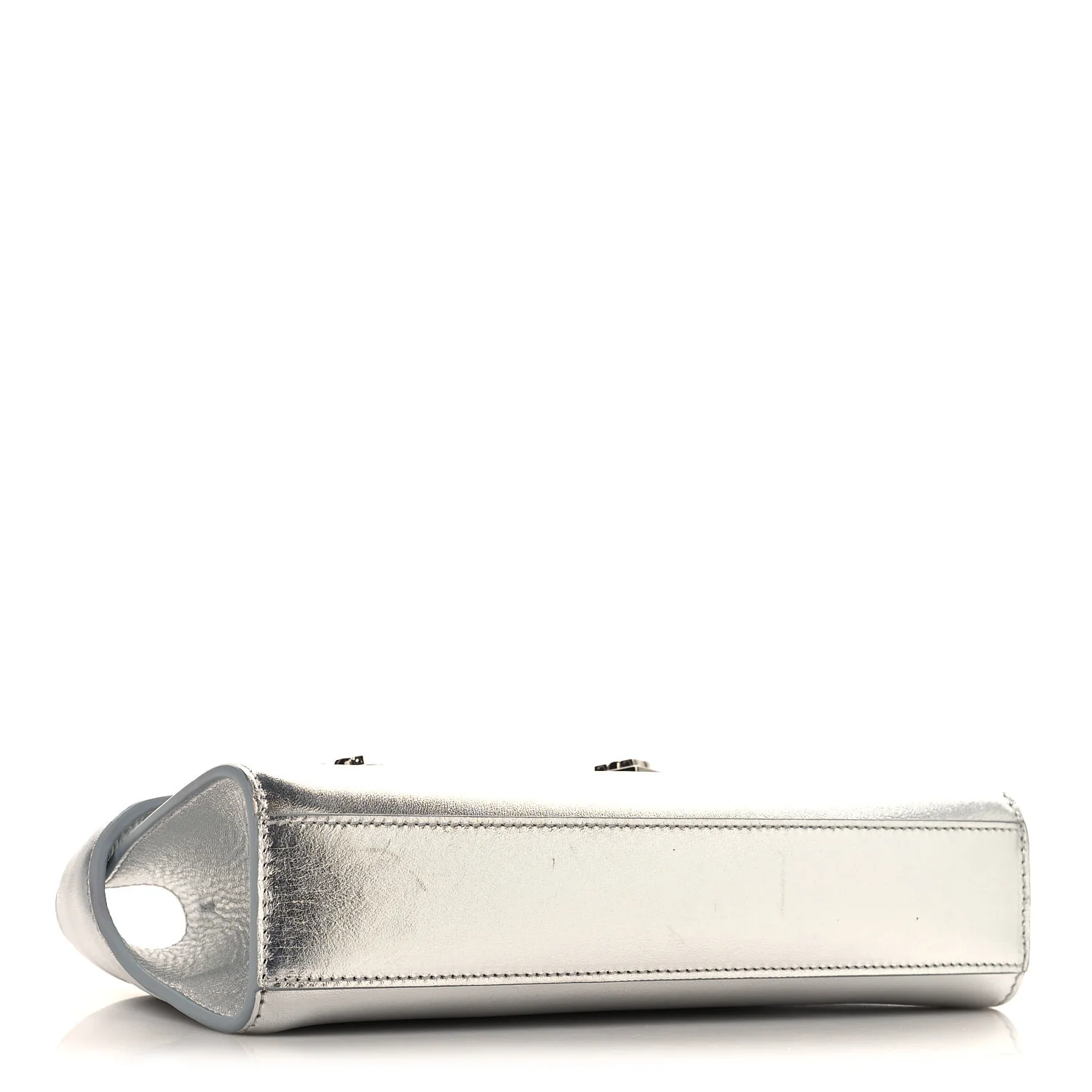 Metallic Lambskin Mini Hug Crossbody Bag Argento - Image 4