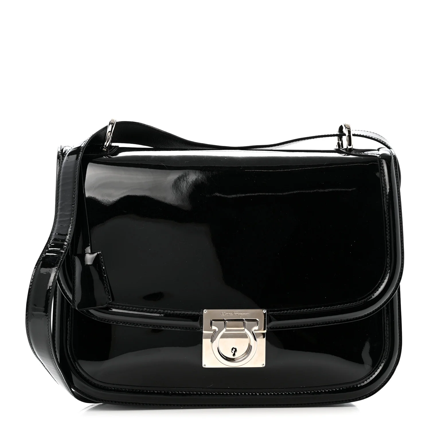 Patent Jody Shoulder Bag Black