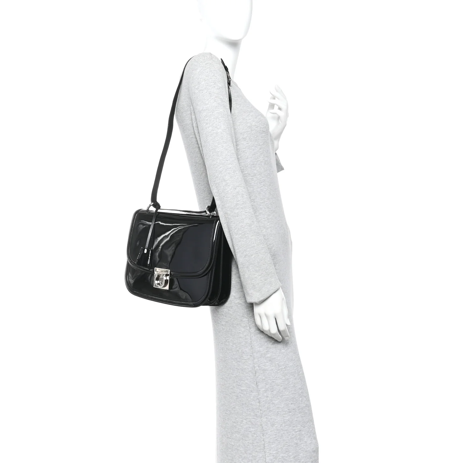 Patent Jody Shoulder Bag Black - Image 2
