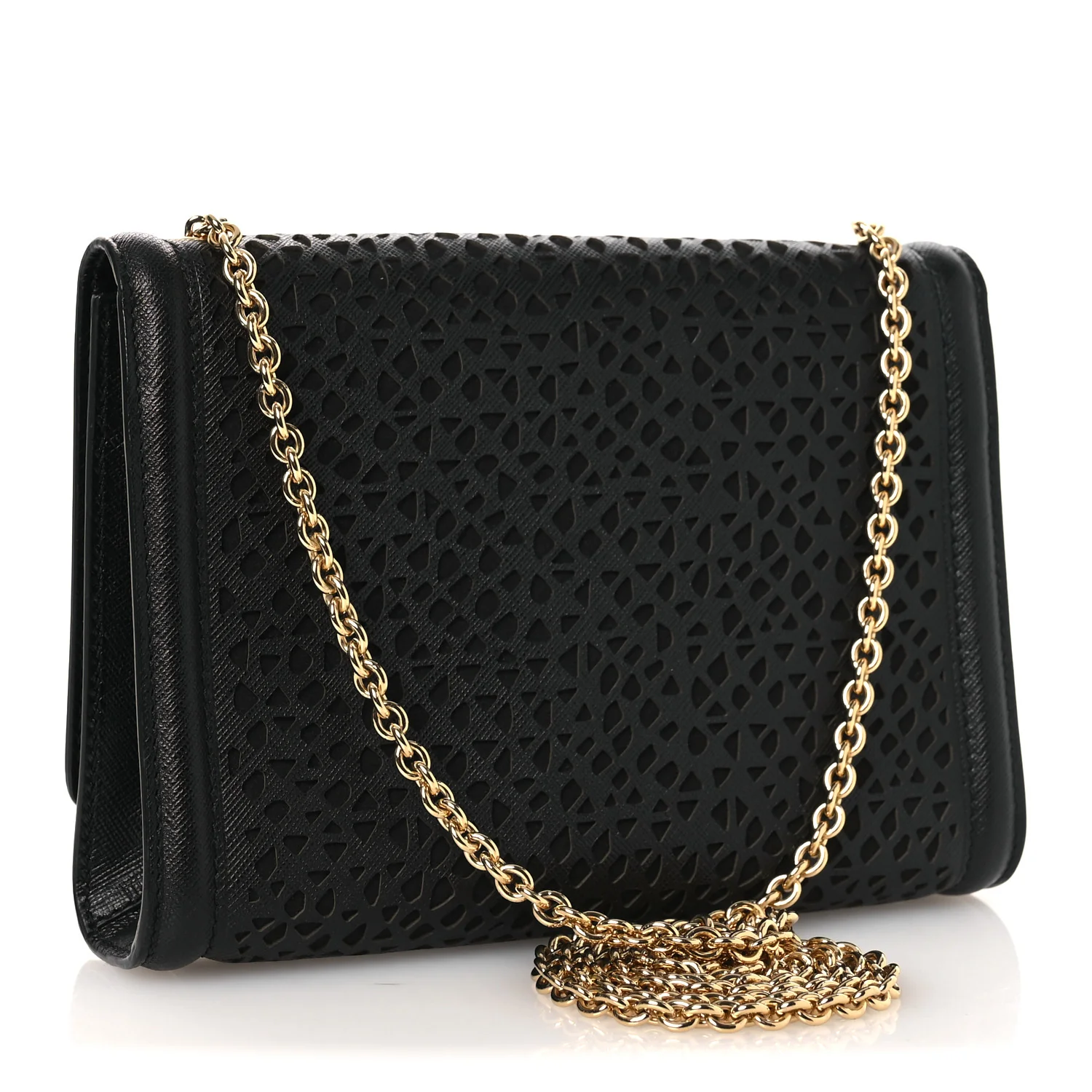 Printed Calfskin Laser Cut Bow Mini Miss Vara Bow Chain Bag Black - Image 3