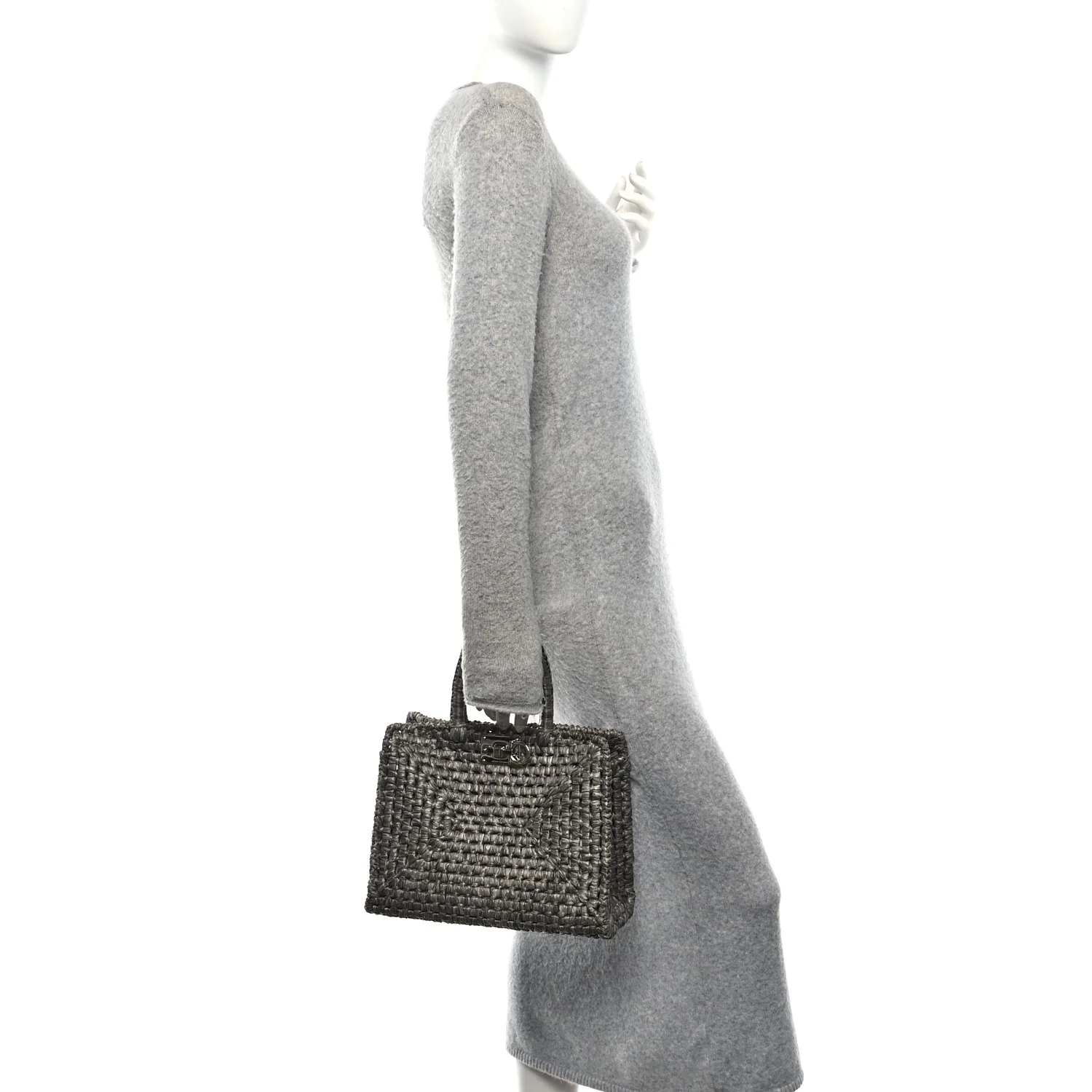 Raffia Medium The Studio Box Bag Silver - Image 2