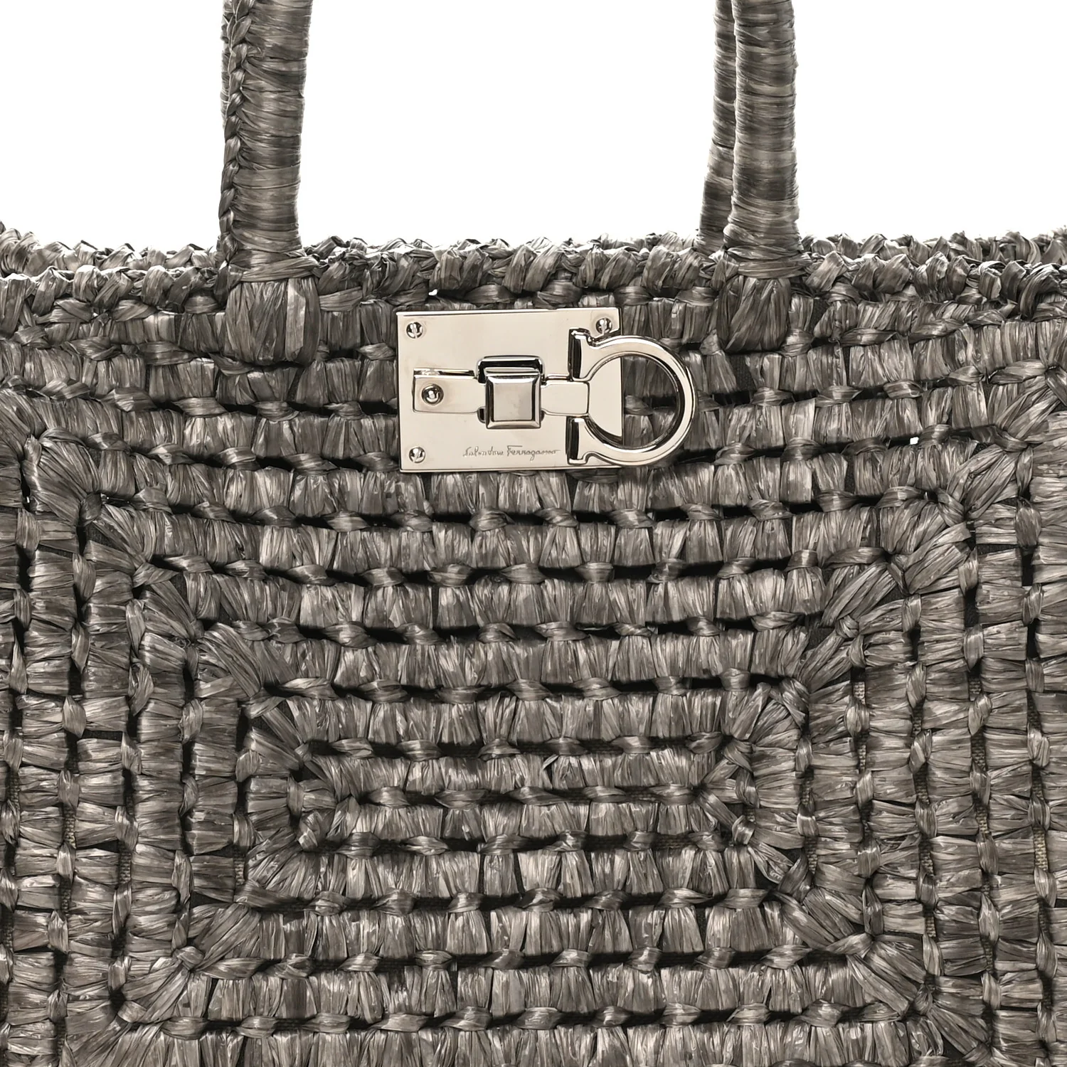 Raffia Medium The Studio Box Bag Silver - Image 8