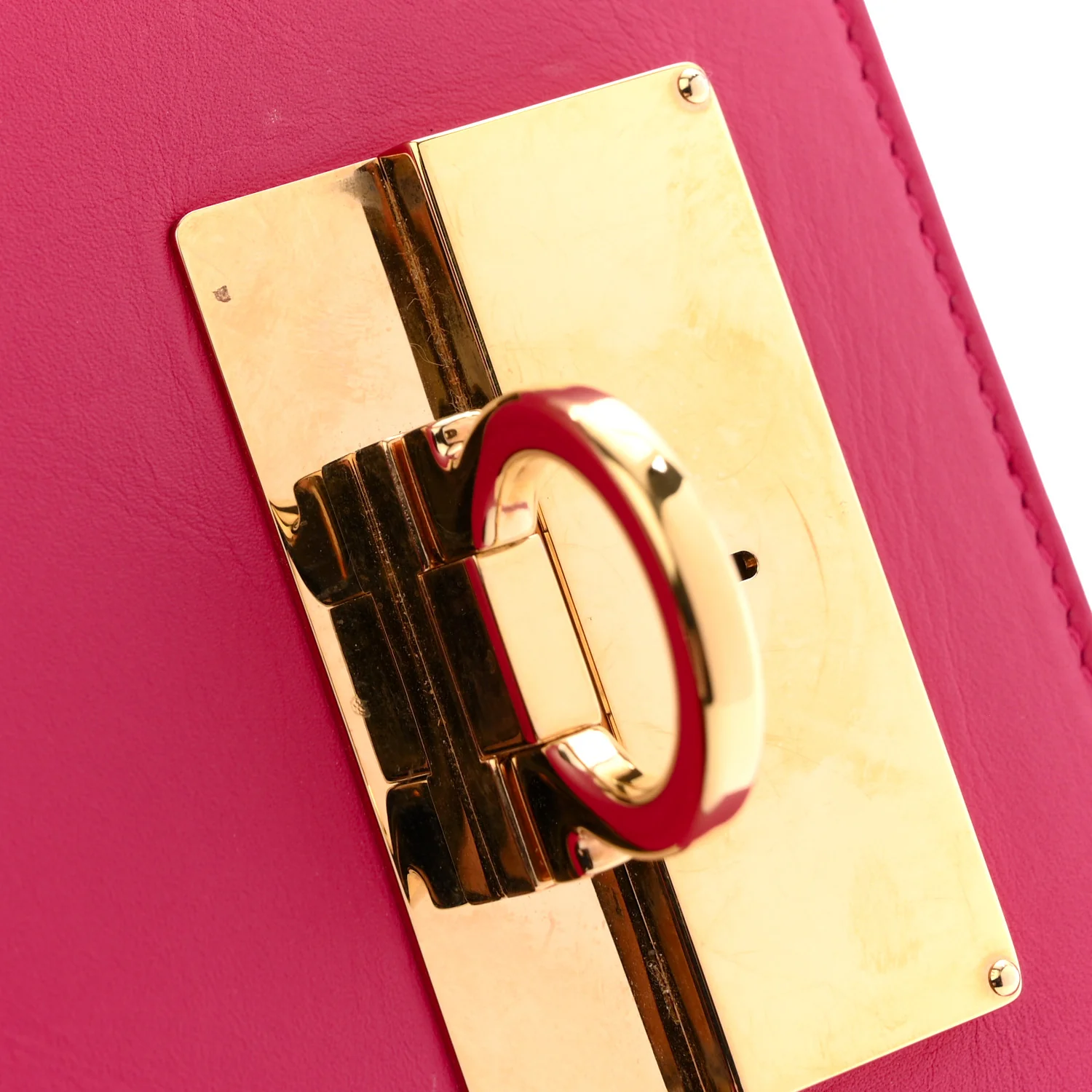 Smooth Calfskin Aileen Gancio Lock Shoulder Bag Pink - Image 11