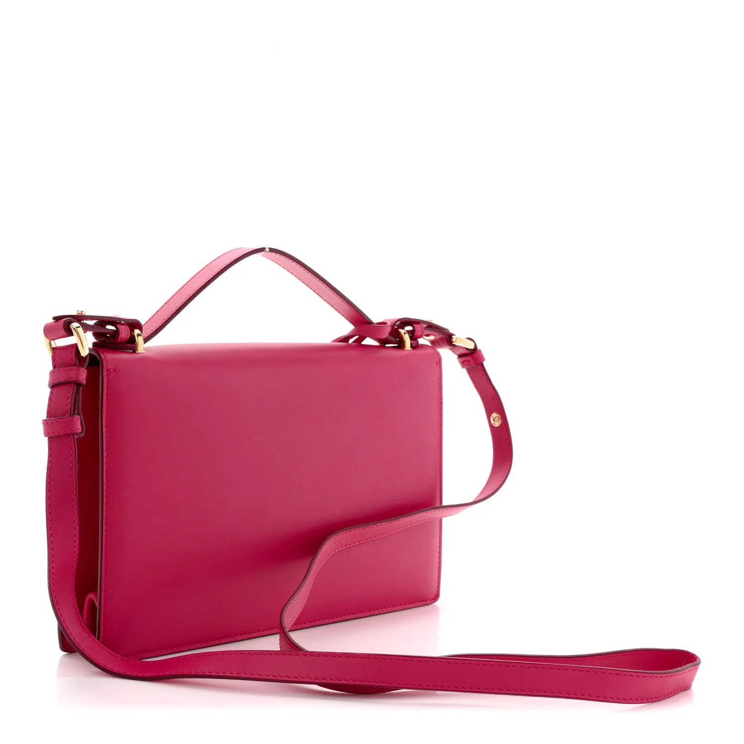 Smooth Calfskin Aileen Gancio Lock Shoulder Bag Pink - Image 3