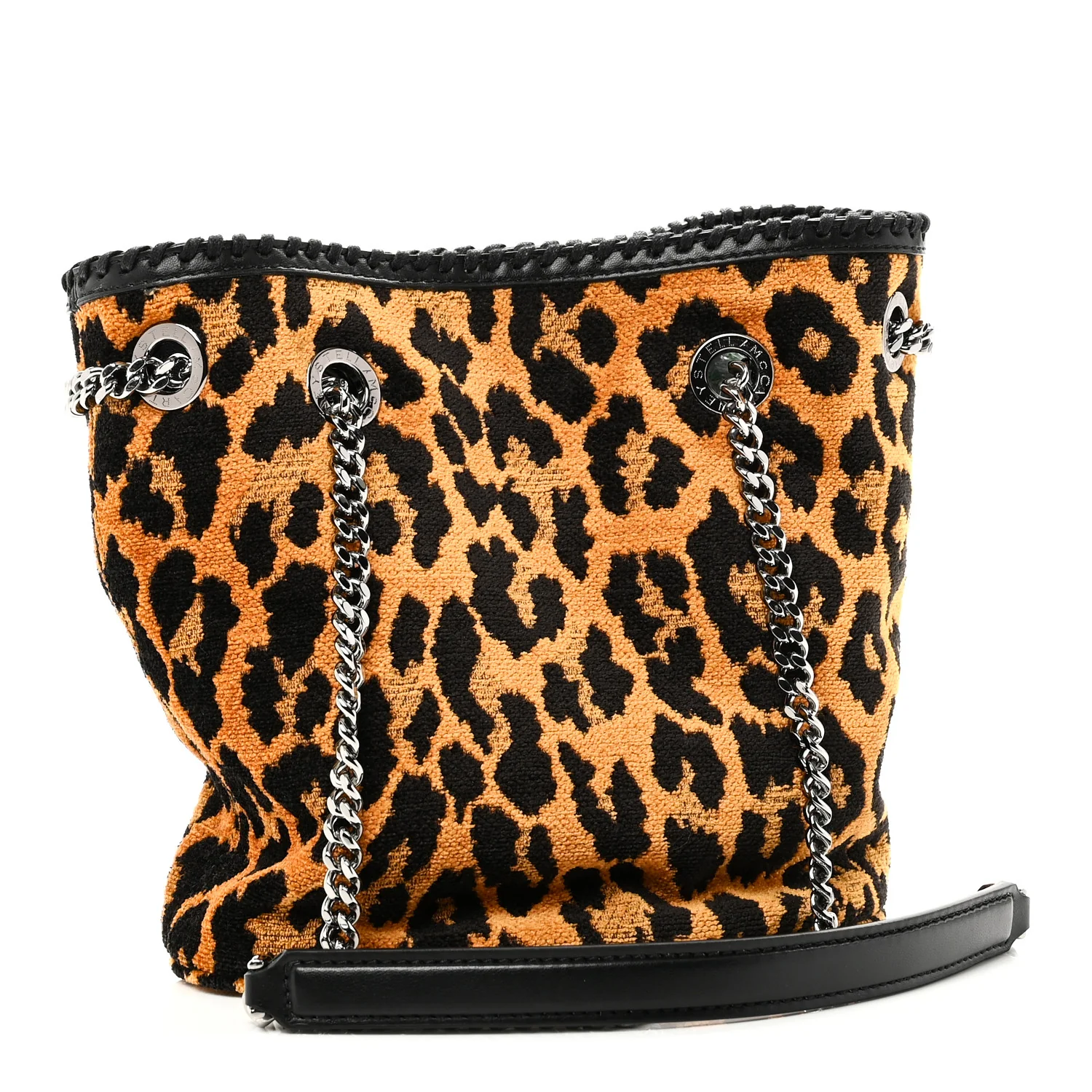 Jacquard Leopard Print Small Falabella Bucket Bag Leopard - Image 3