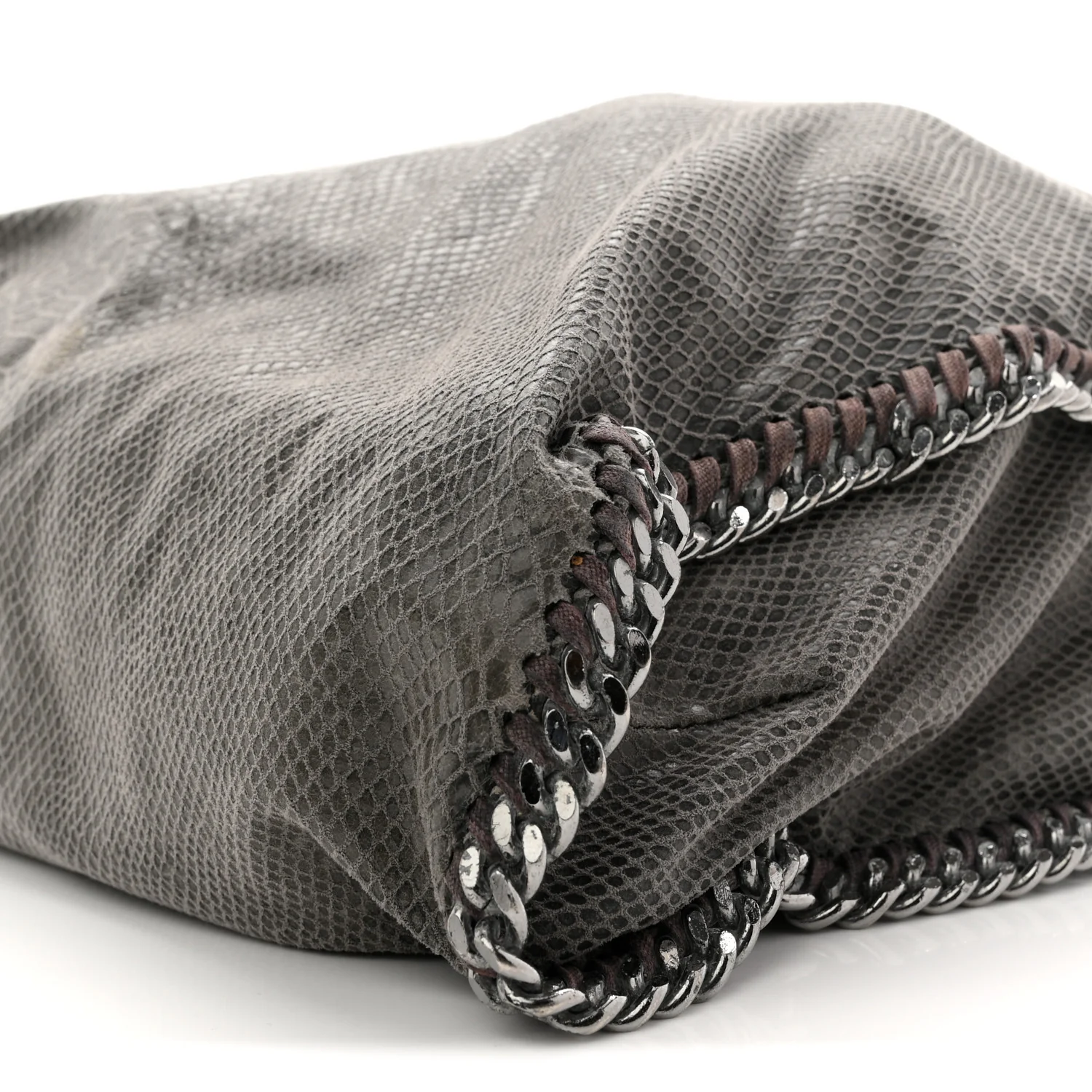Metallic Faux Snakeskin Big Falabella Tote Grey - Image 10