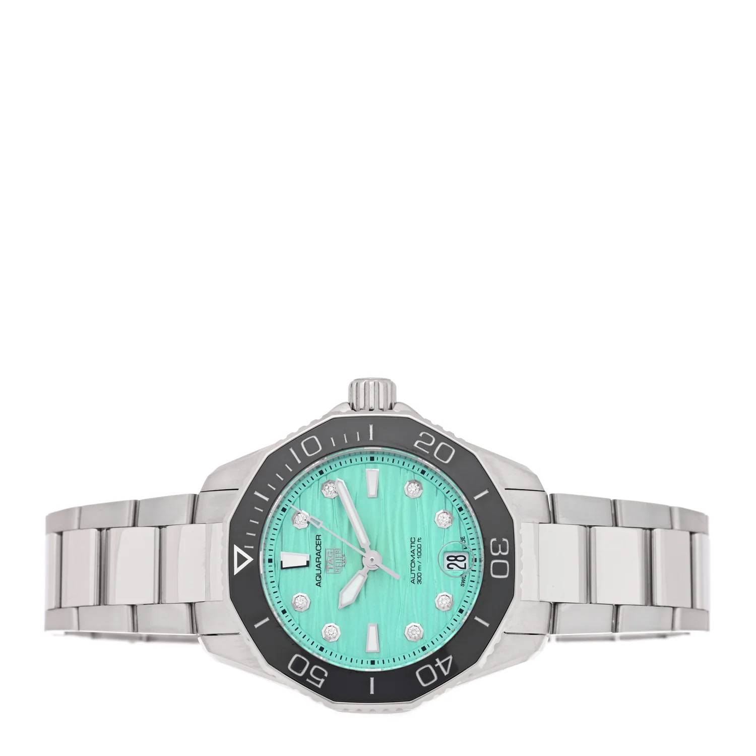 Stainless Steel Diamond 36mm Aquaracer 300M Automatic Watch Green WBP231K - Image 2